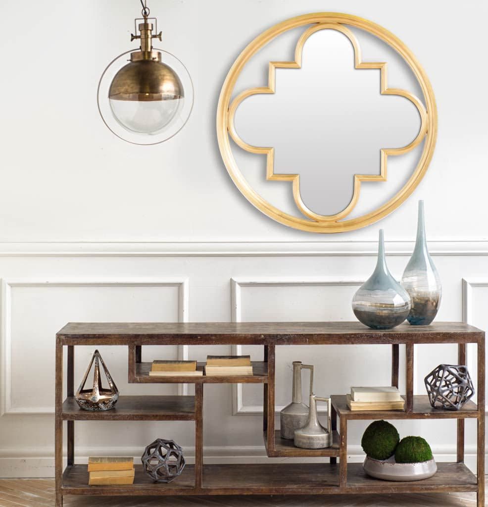 Leighton I 15x20 Gold Toned Metal Spherical Pendant Light — in a styled room
