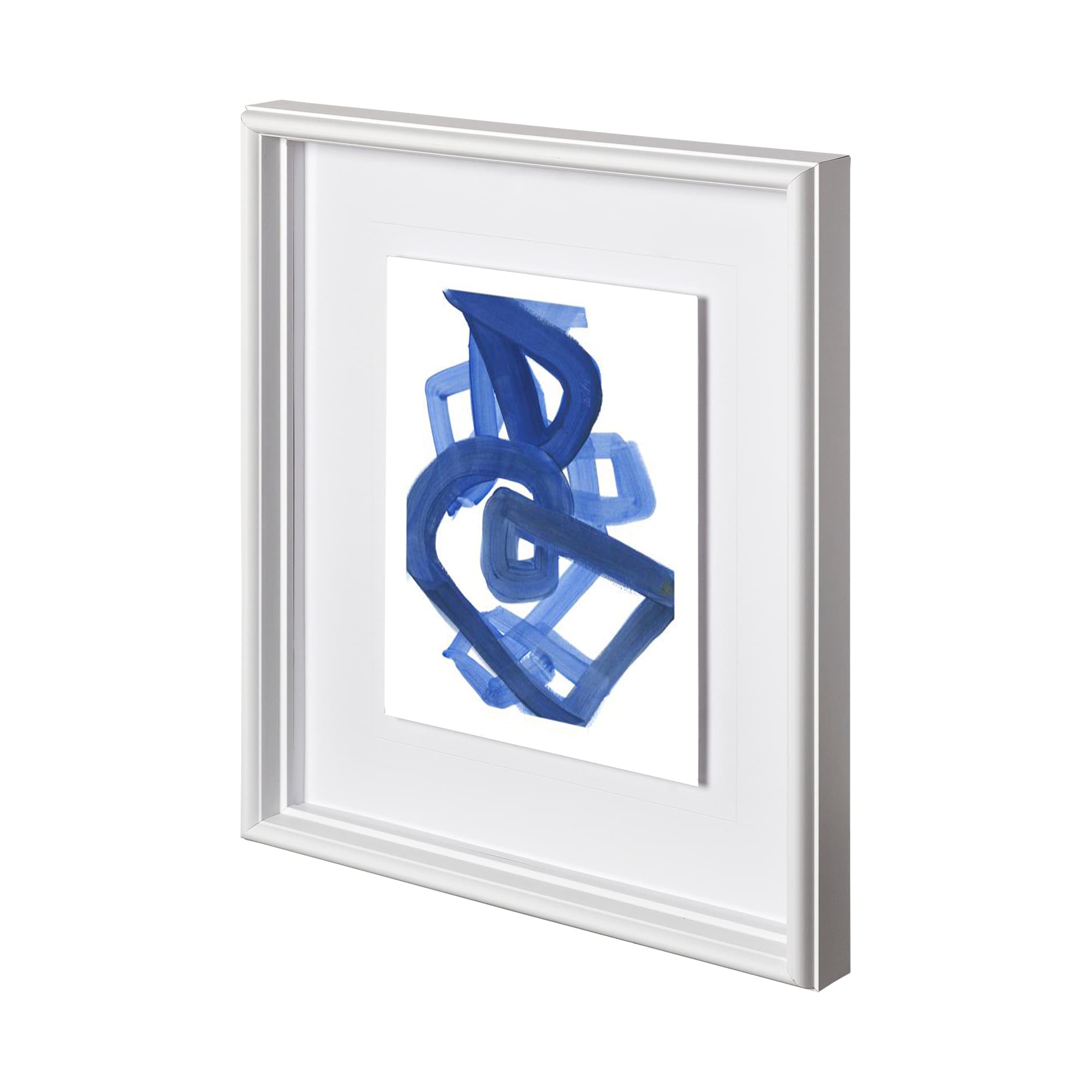 Continuous Blue 2 by Lora Gold a Hand Embellished Textured Framed Art Print Matted under Glass — product photograph