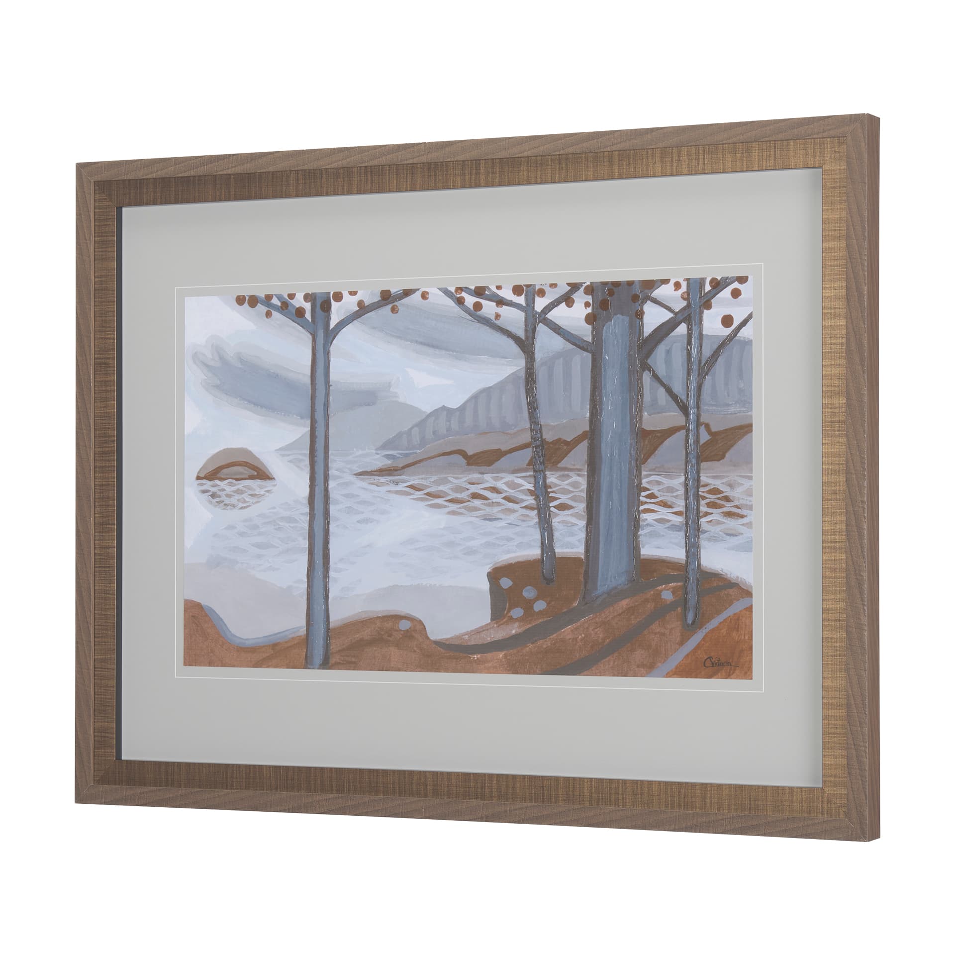 Windy Day by Mercana Studio a Hand Embellished Textured Framed Art Print Matted under Glass — product photograph