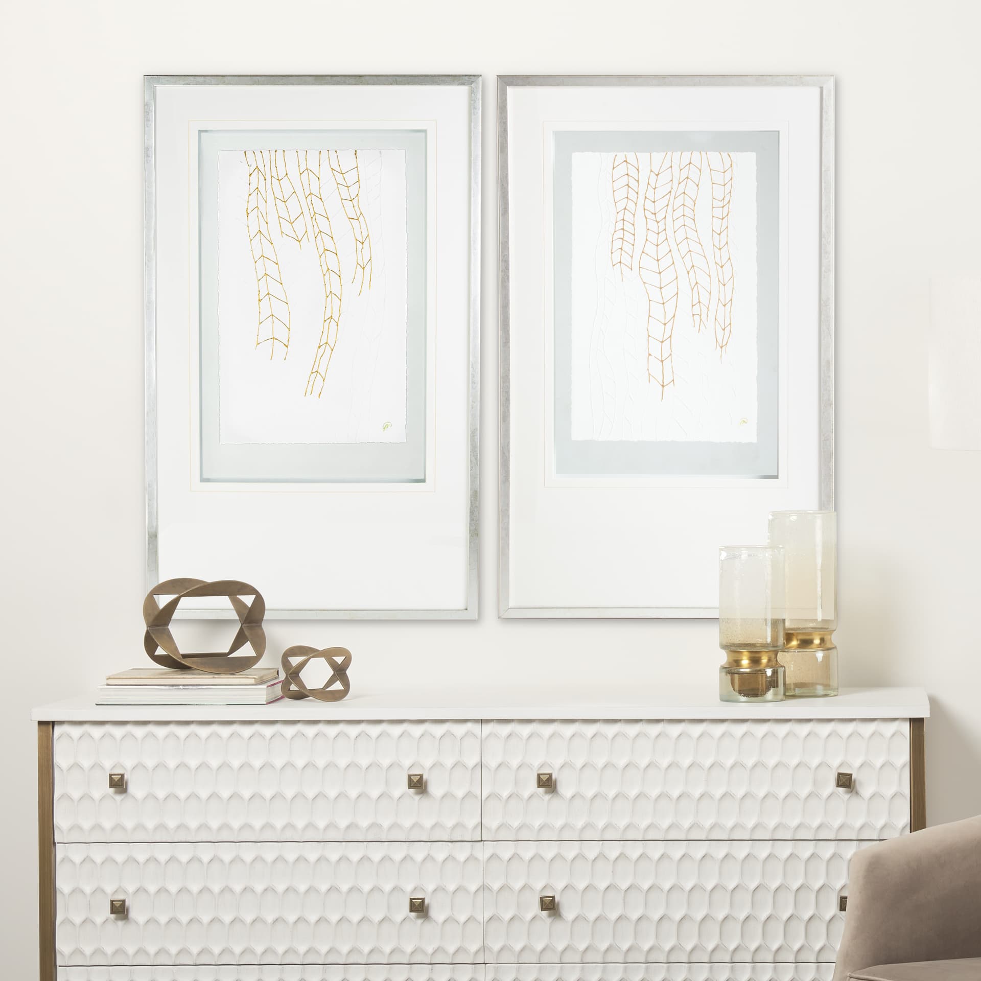 Vin II by Studio M a handmade Original Framed Artwork under Glass — in a styled room