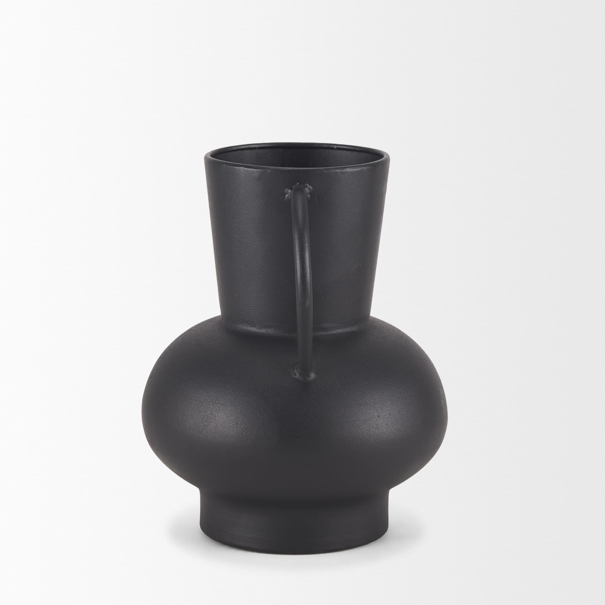 Tasya Small Matte Black Metal Vase — product photograph