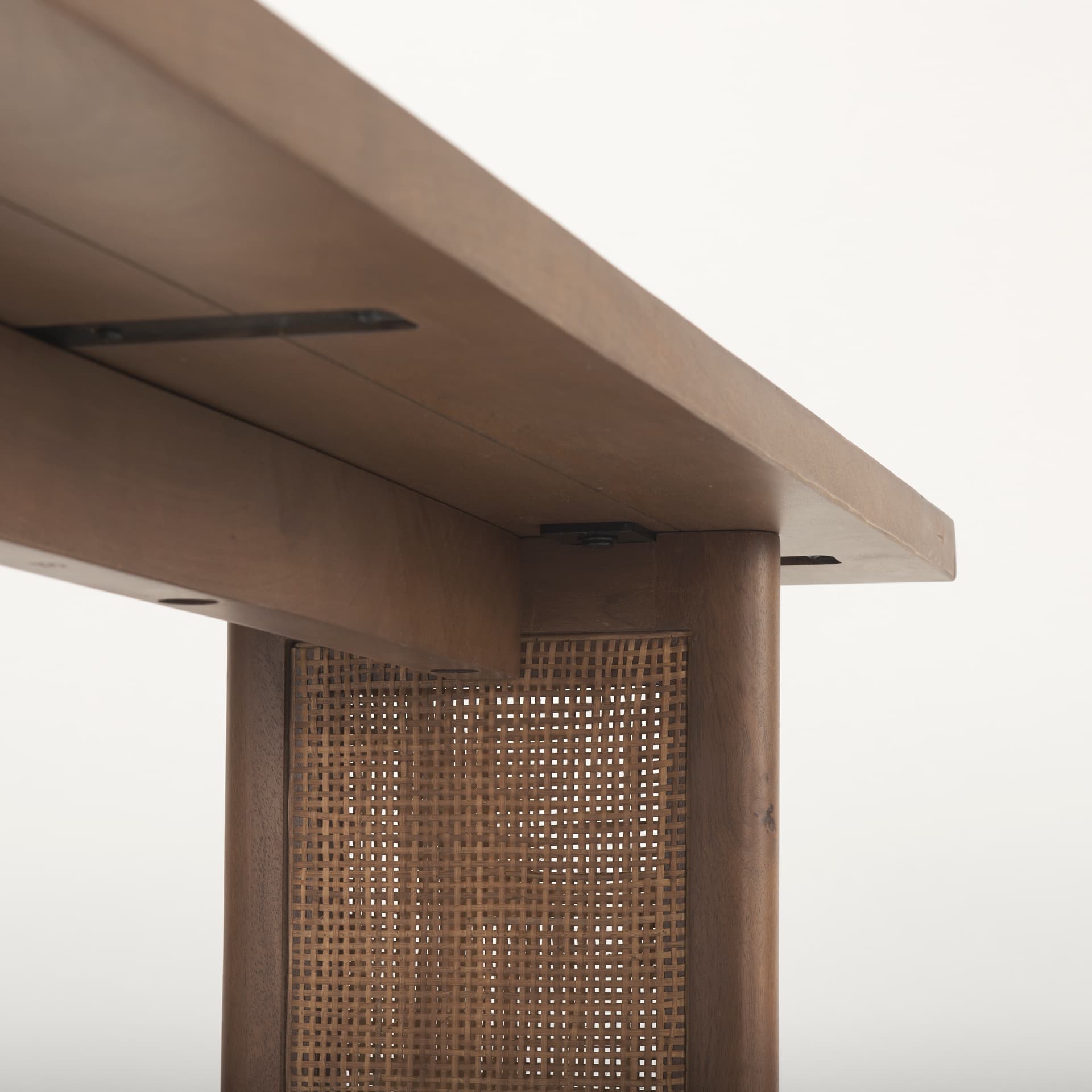 Grier 65" Medium Brown Solid Wood w/ Cane Console Table — product photograph