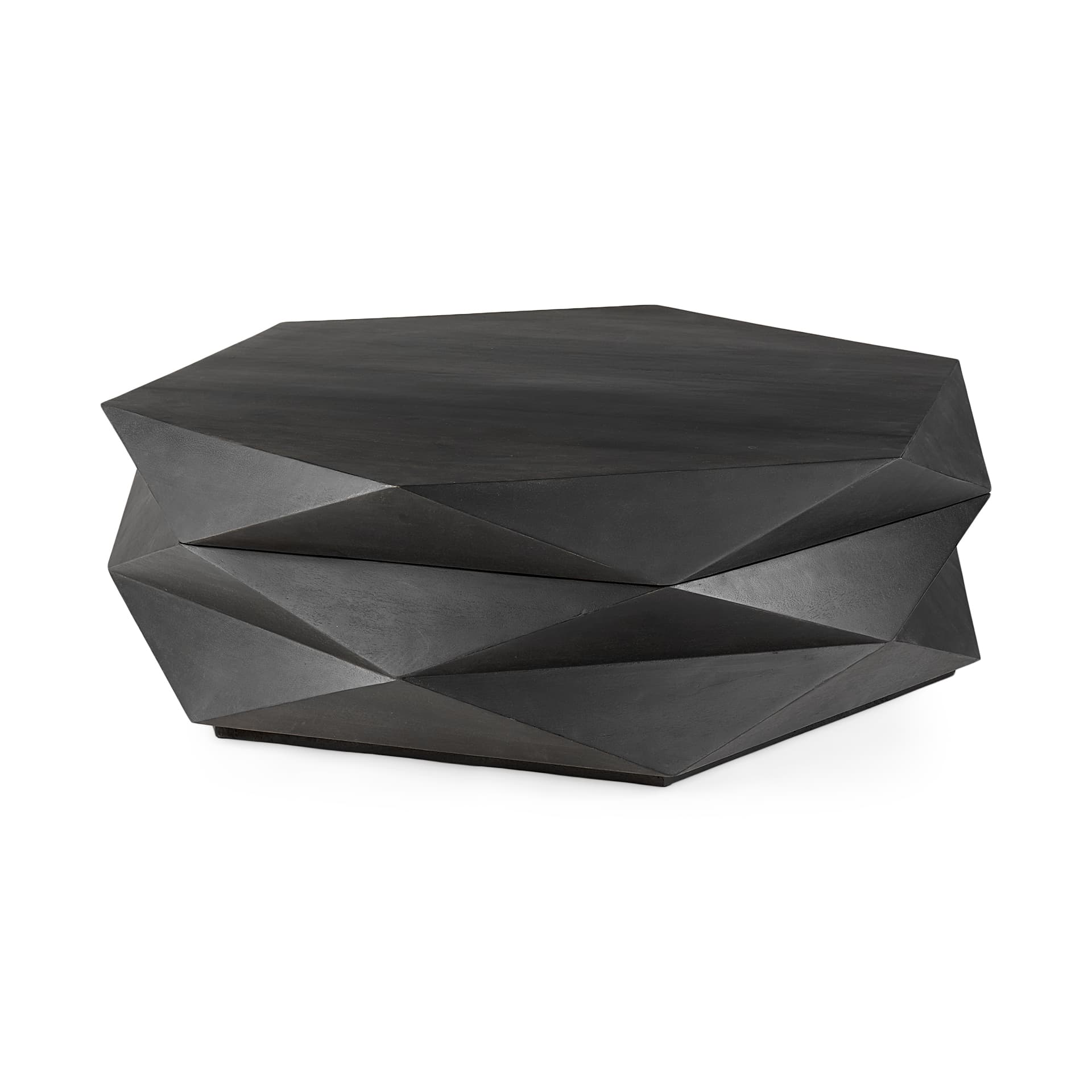 Arreto 48" Black Solid Wood Hexagonal Storage Coffee Table — product photograph