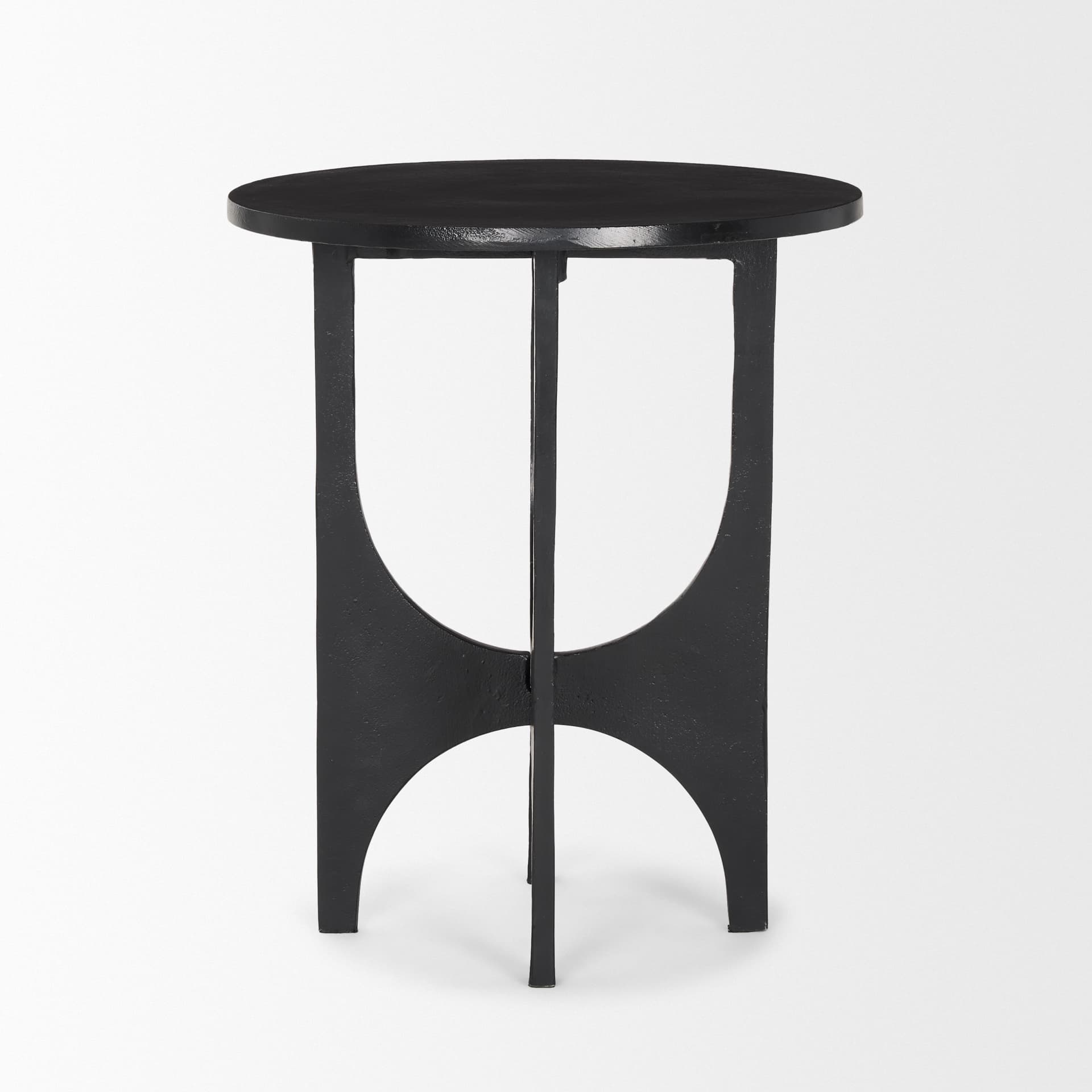Sobi Textured Matte Black Round Metal Accent Table — product photograph