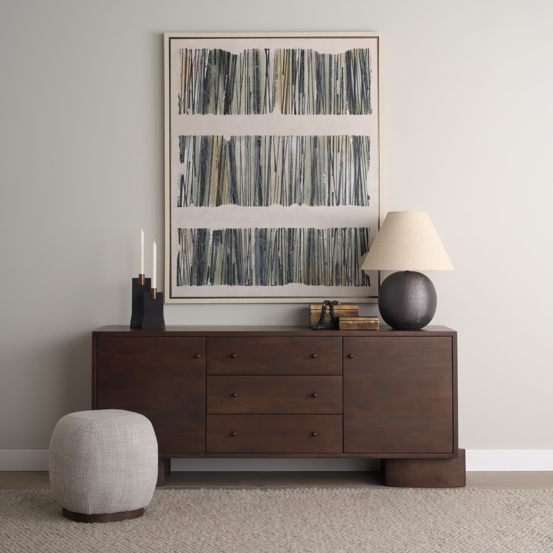 Jonan Dark Brown Wood w/ Dark Aged Brass 2 Door 3 Drawer Sideboard — product photograph