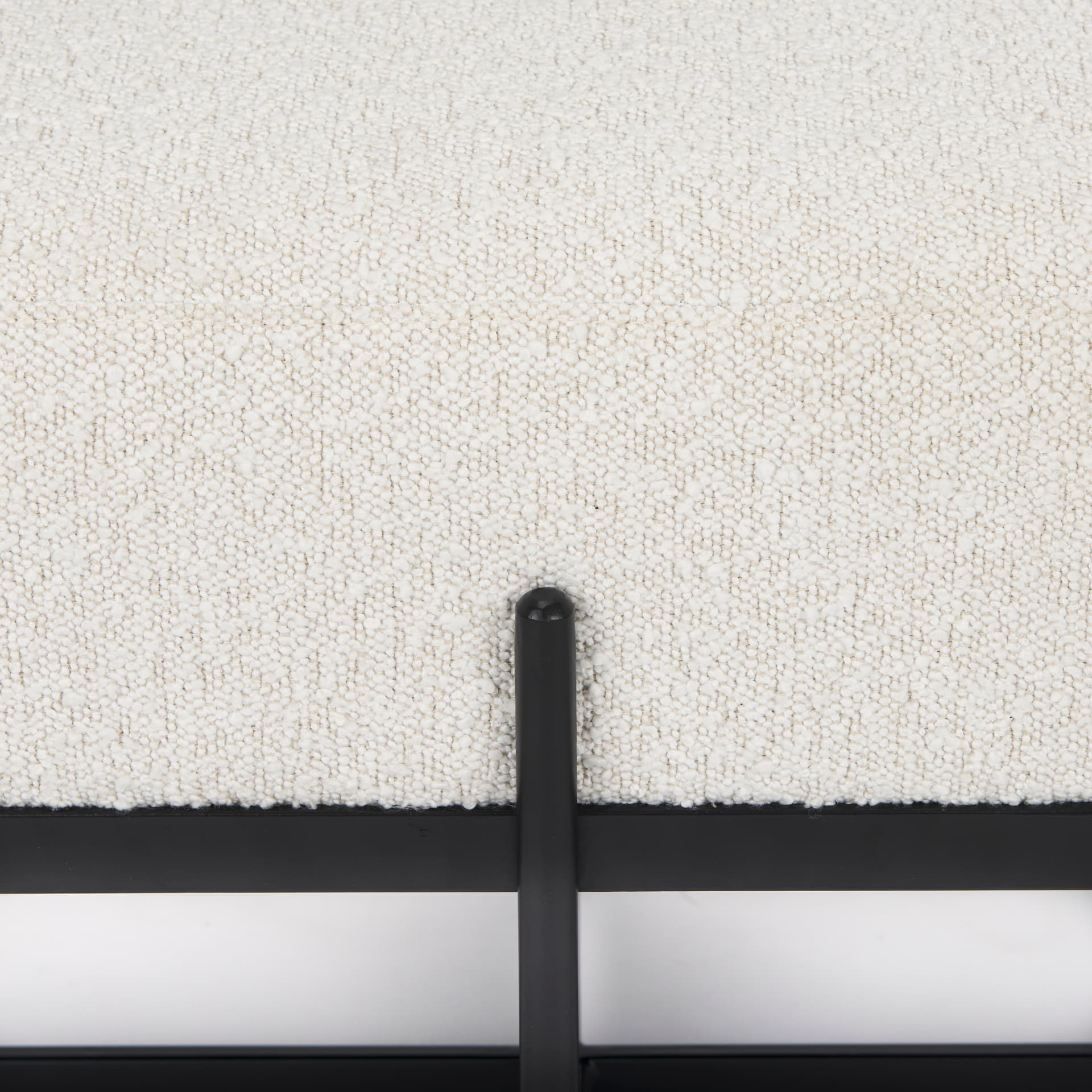 Amelia 55.0L x 18.0W x 18.0H Cream Boucle W/Black Metal Upholstered Bench — product photograph