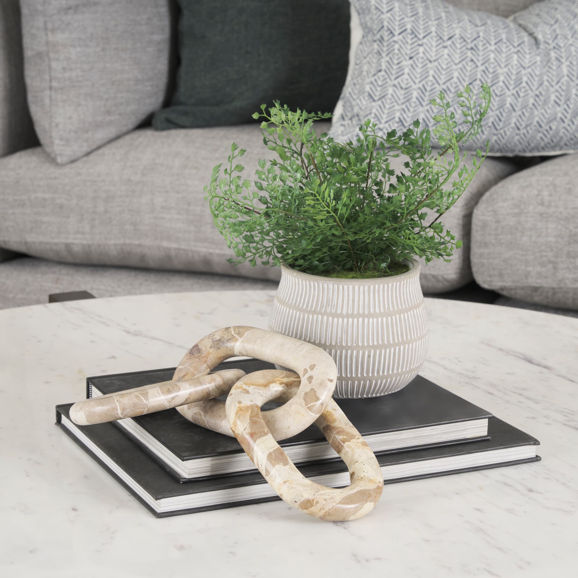 Reinir Beige Marble Chain Link Decorative Object — product photograph