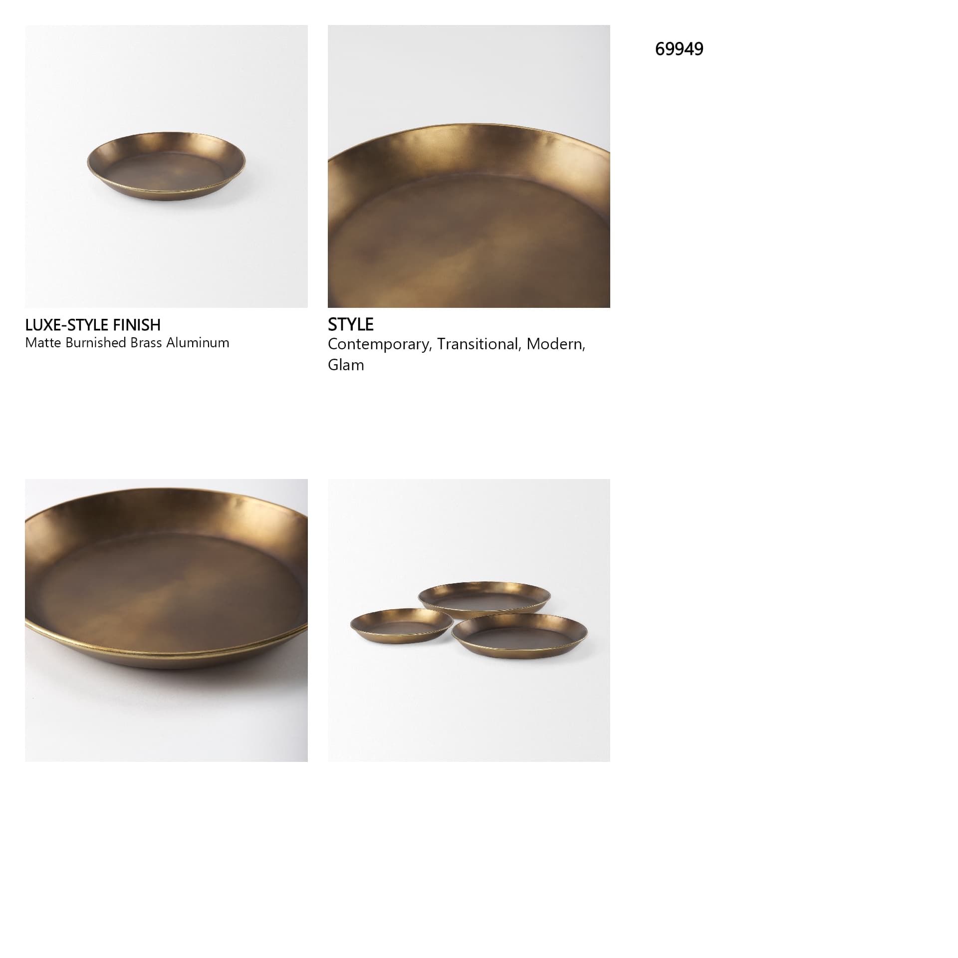 Eagan 16.0L x 16.0W x 1.5H Brass Aluminium Tray Small — product photograph
