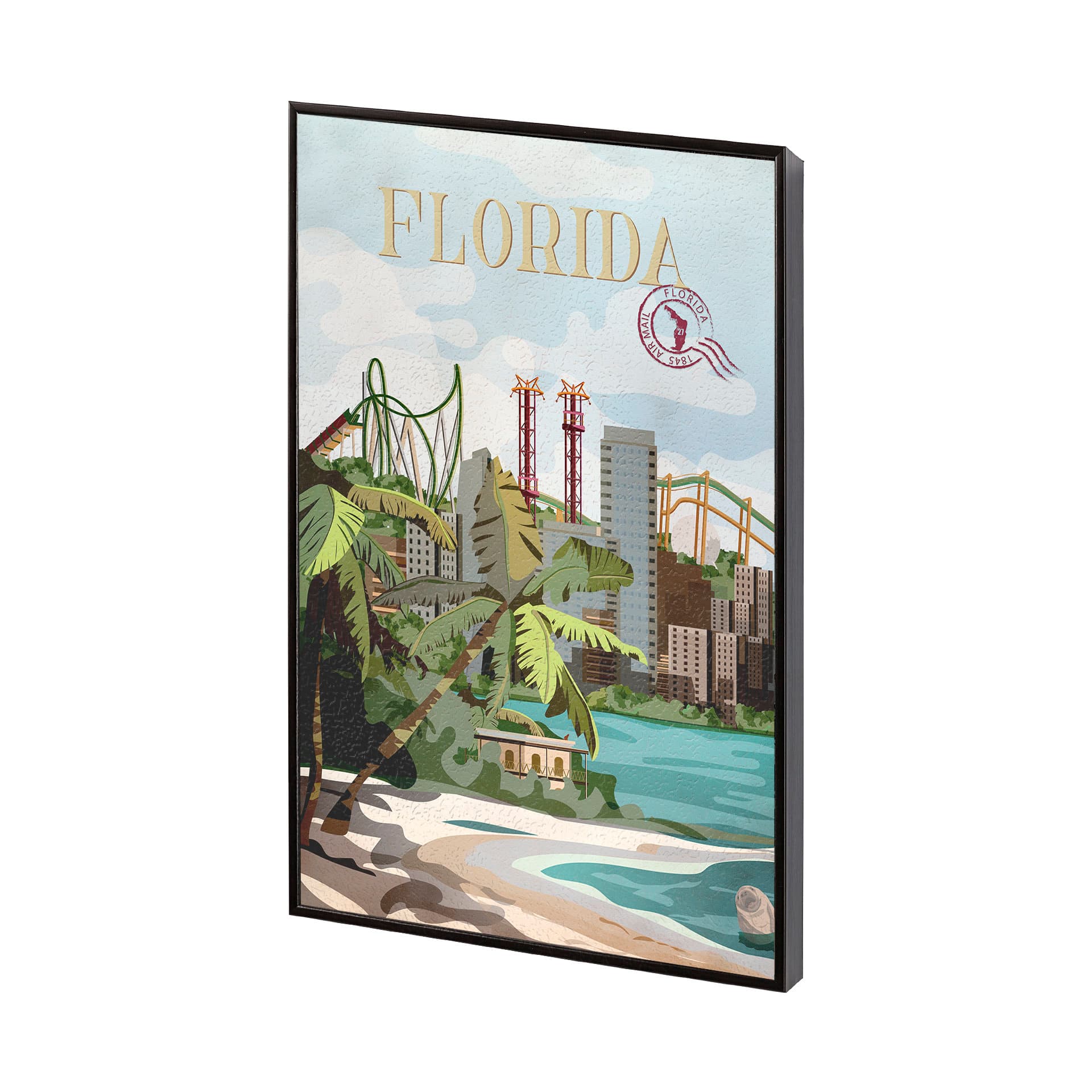 Florida Go USA (SM) by Mercana Studio a Hand Embellished Decograph Framed Art Print — product photograph