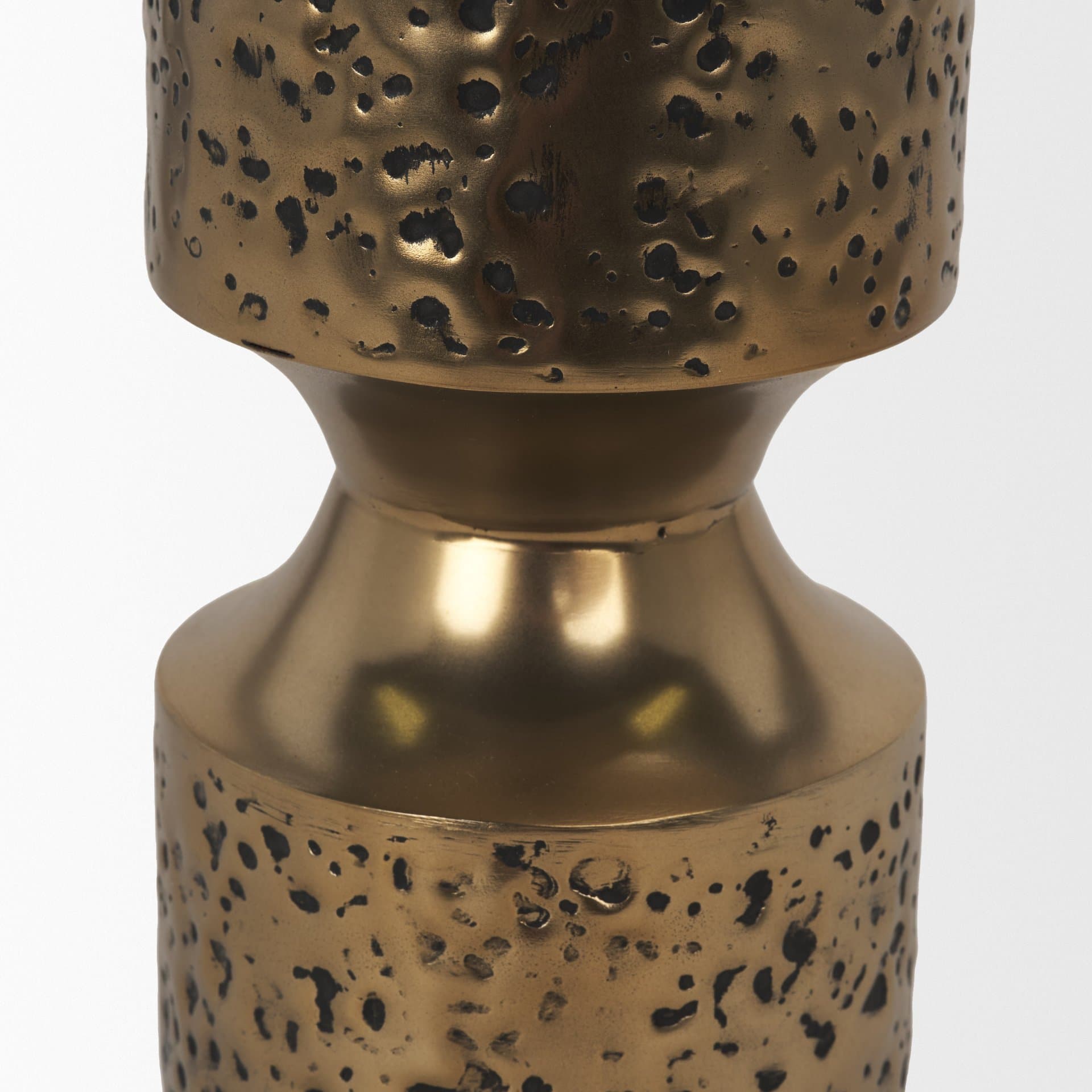 Akira Small Hammered Gold Metal Pillar Candle Holder — product photograph