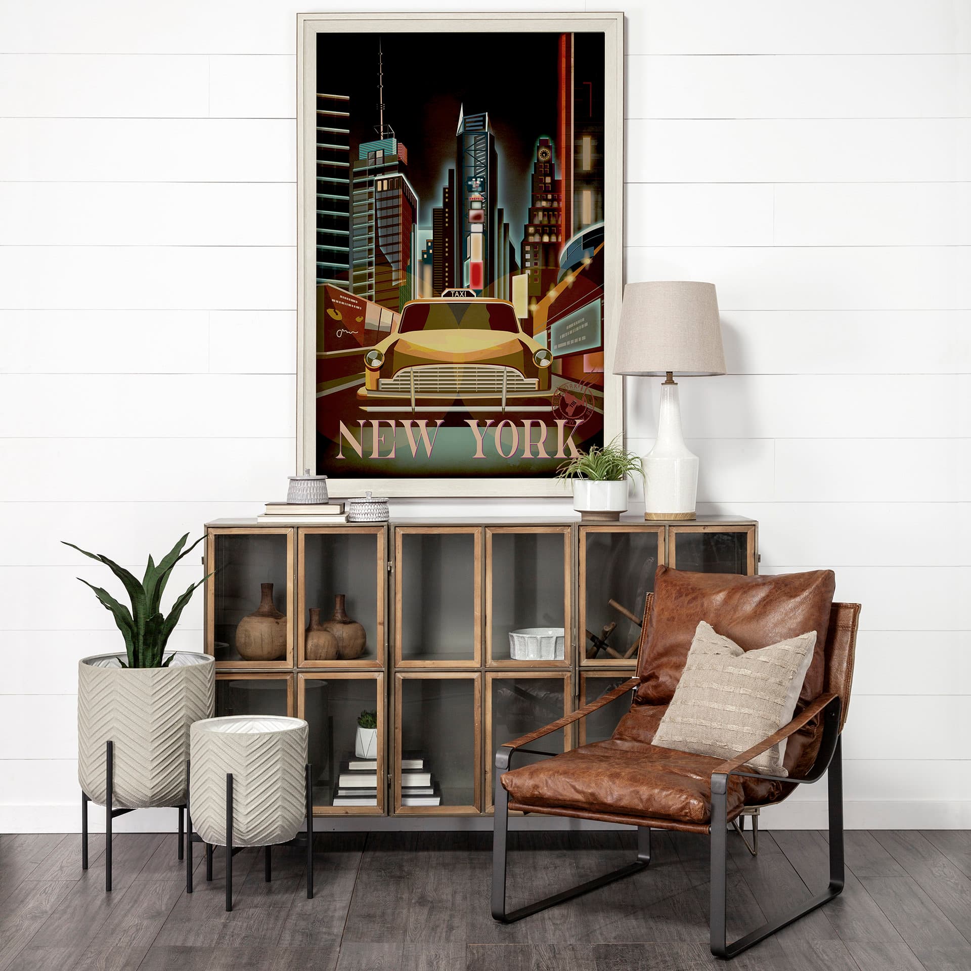 New York Go USA (XL) by Mercana Studio a Hand Embellished Decograph Framed Art Print under Glass — product photograph