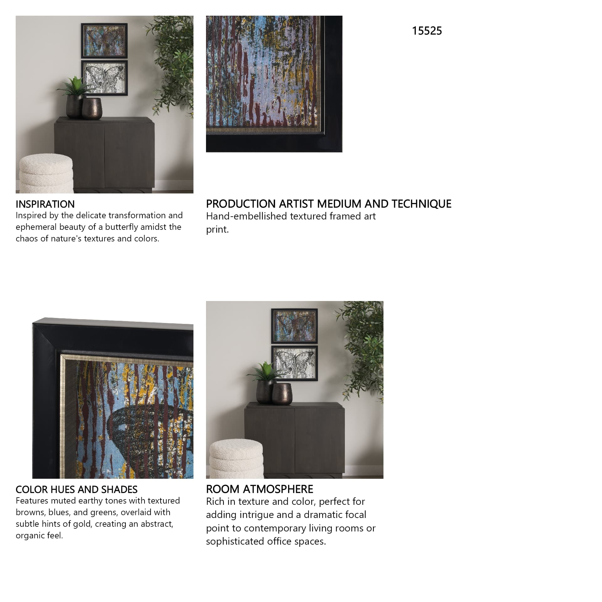 Papillon III by Mercana Studio a Hand Embellished Framed Art Print — in a styled room