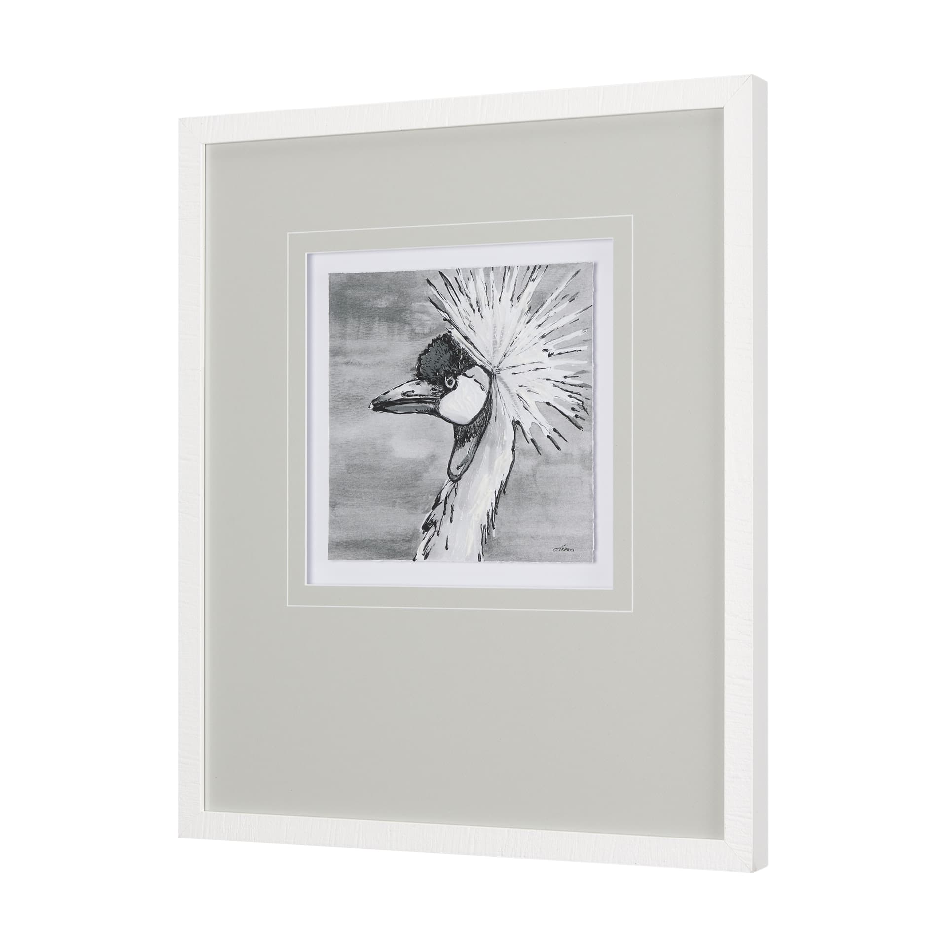Bird Portrait Sketch II by Mercana Studio Hand Embellished Framed Art Print Matted under Glass — product photograph