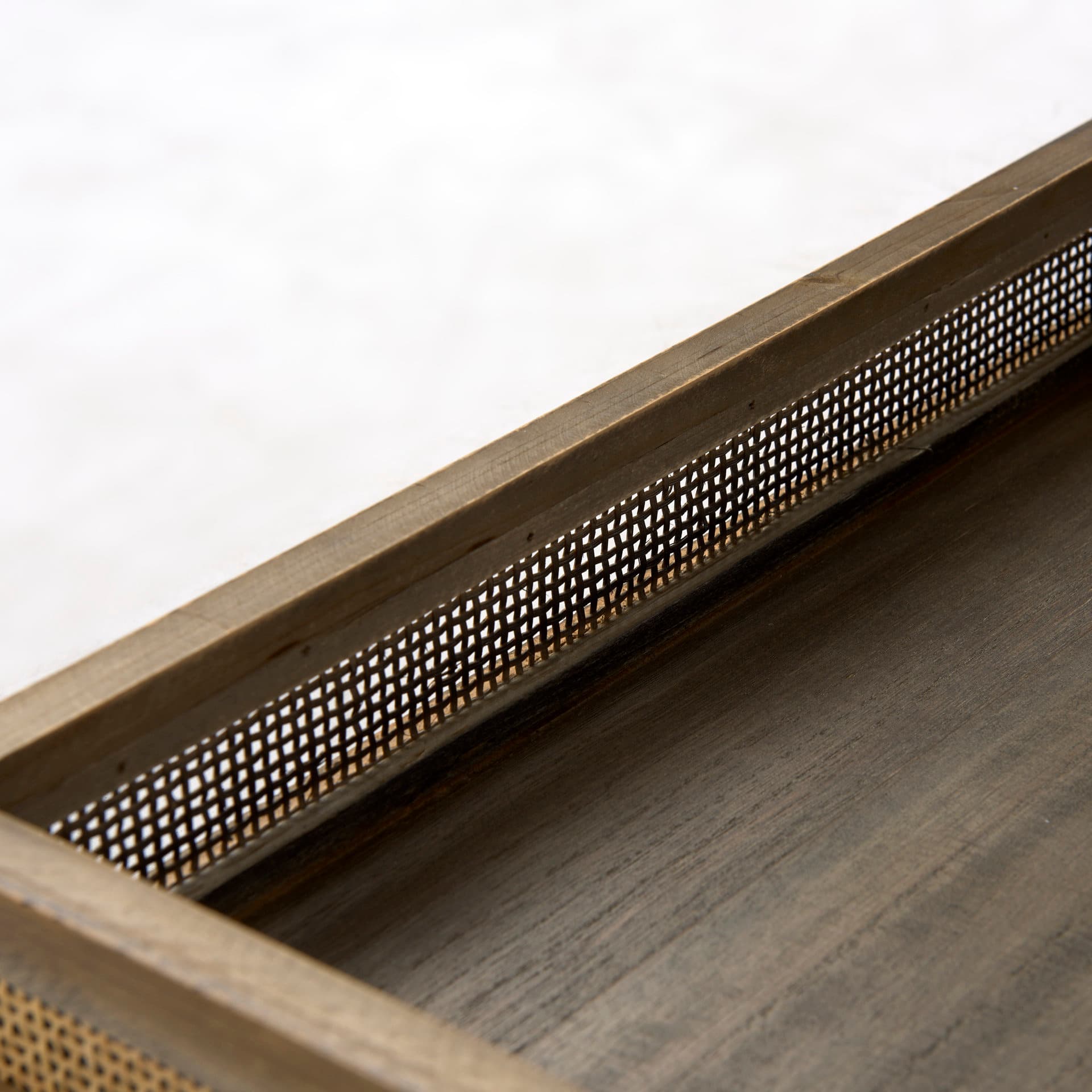 Sonny 23.6L x 23.6W x 2.0H Set of Two Brown Wood and Wicker Square Trays — product photograph