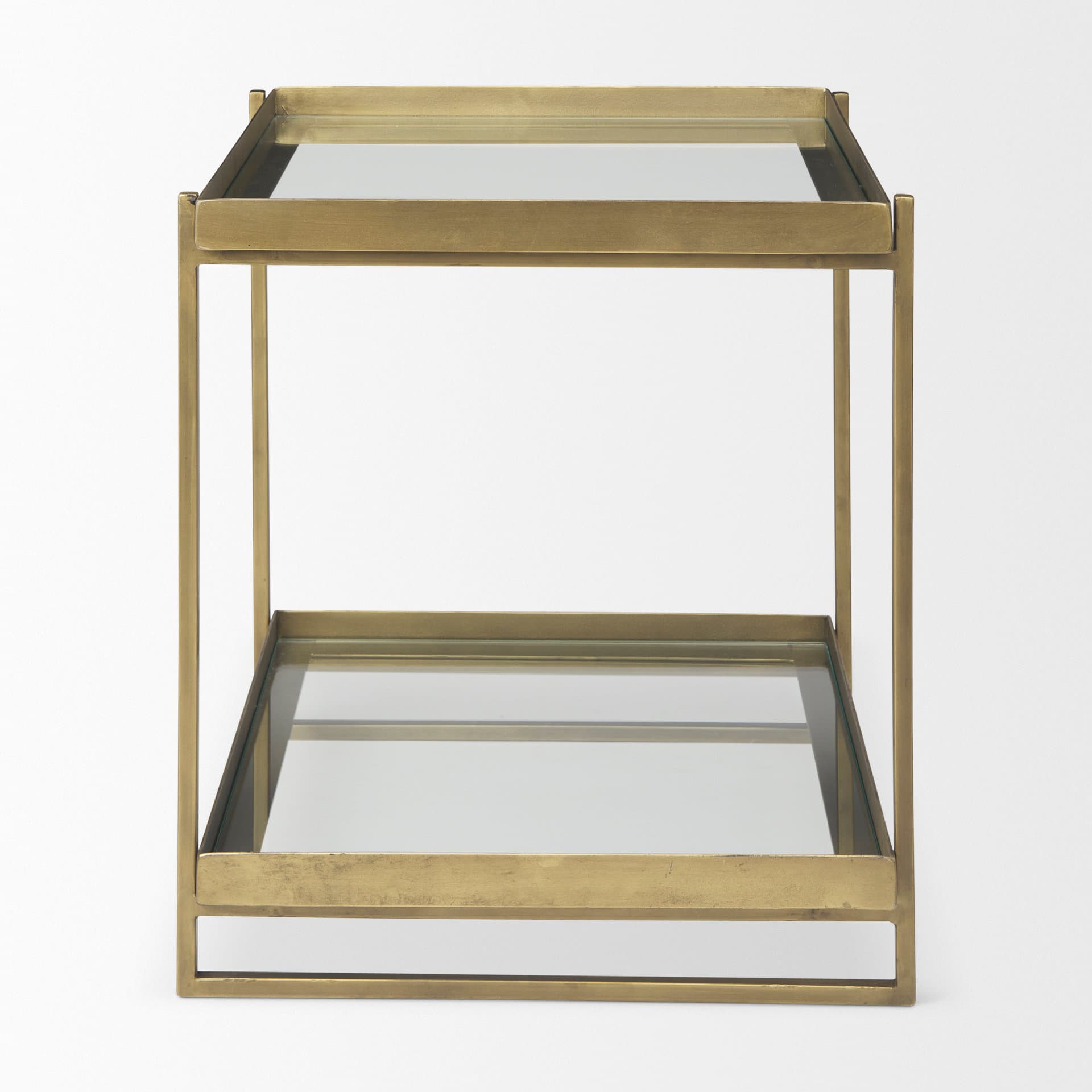 Trey Gold Metal W/Glass Accent Table — product photograph