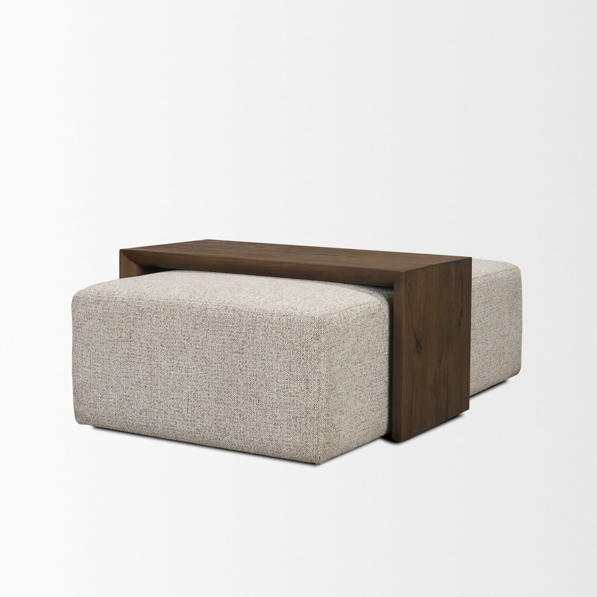Trayden Gray Fabric w/ Brown Slider Top Coffee Table 55.0X 37.0X 46.0 (cm) — product photograph