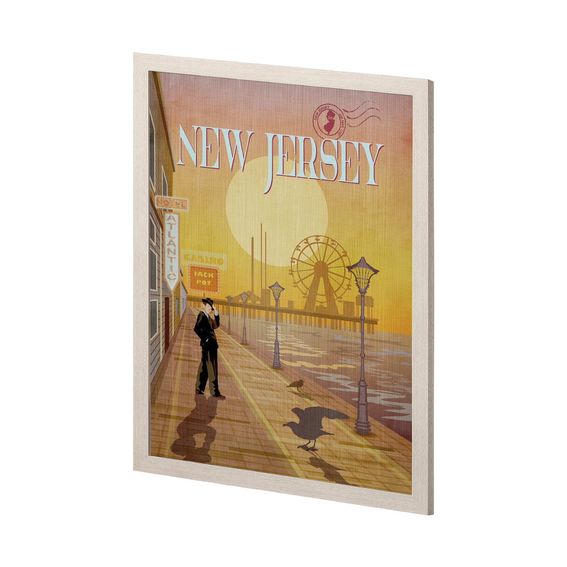 New Jersey Go USA (L) by Mercana Studio a Hand Embellished Decograph Framed Art Print — product photograph