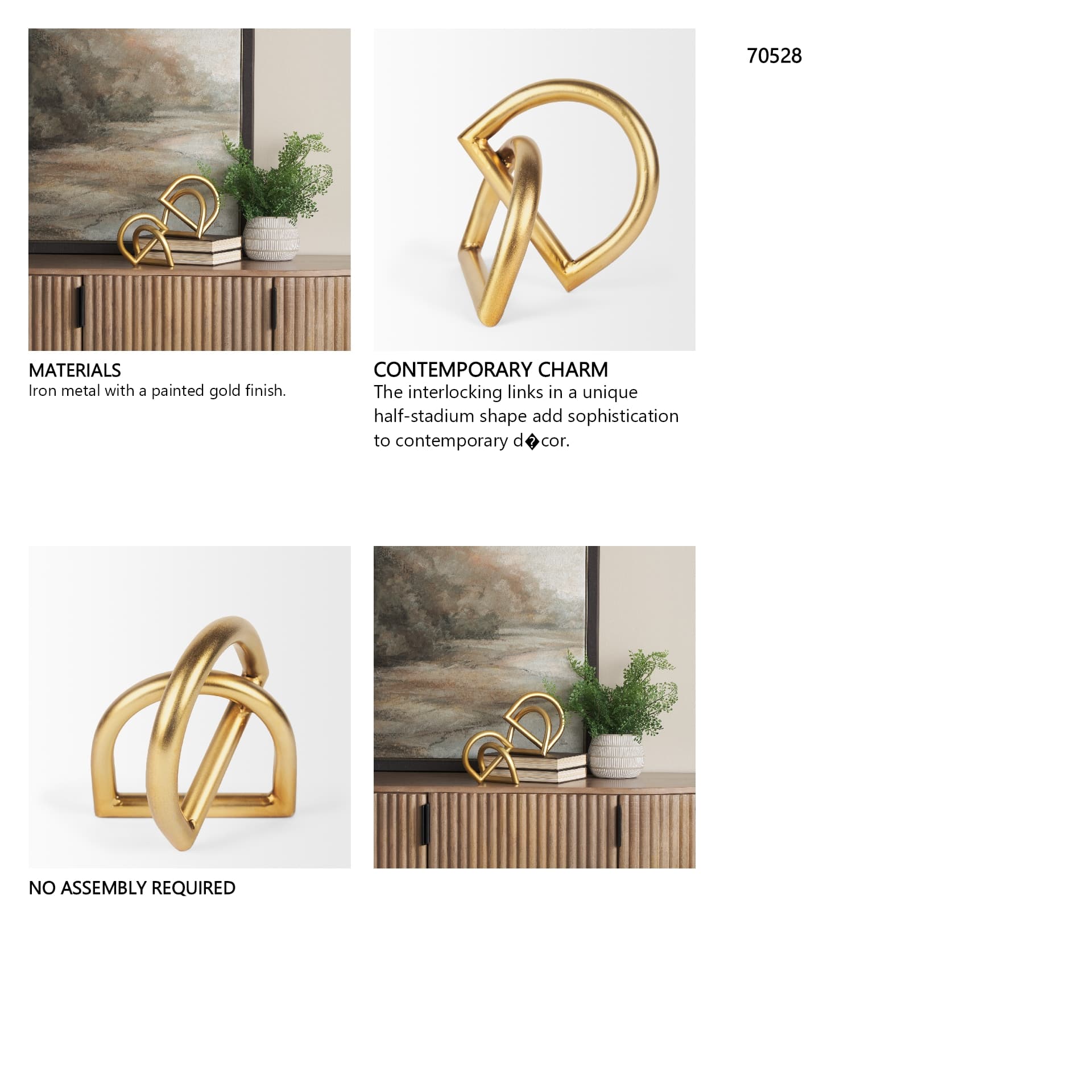 Locke Small Matte Gold Metal Decorative Object — in a styled room