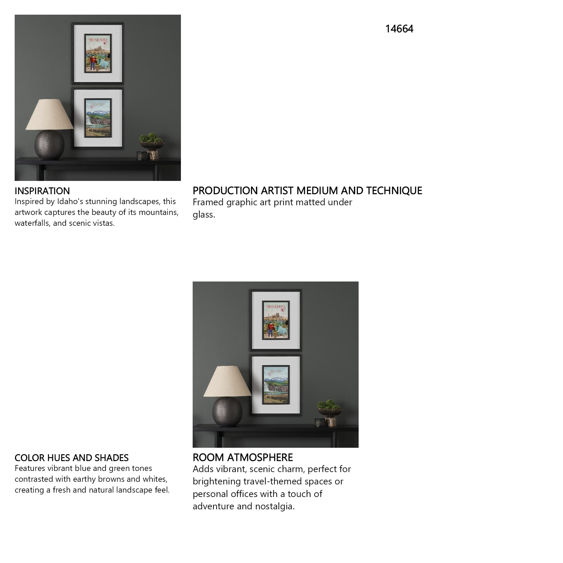 Idaho Go USA (M) by Mercana Studio a Framed Art Print Matted under Glass — in a styled room