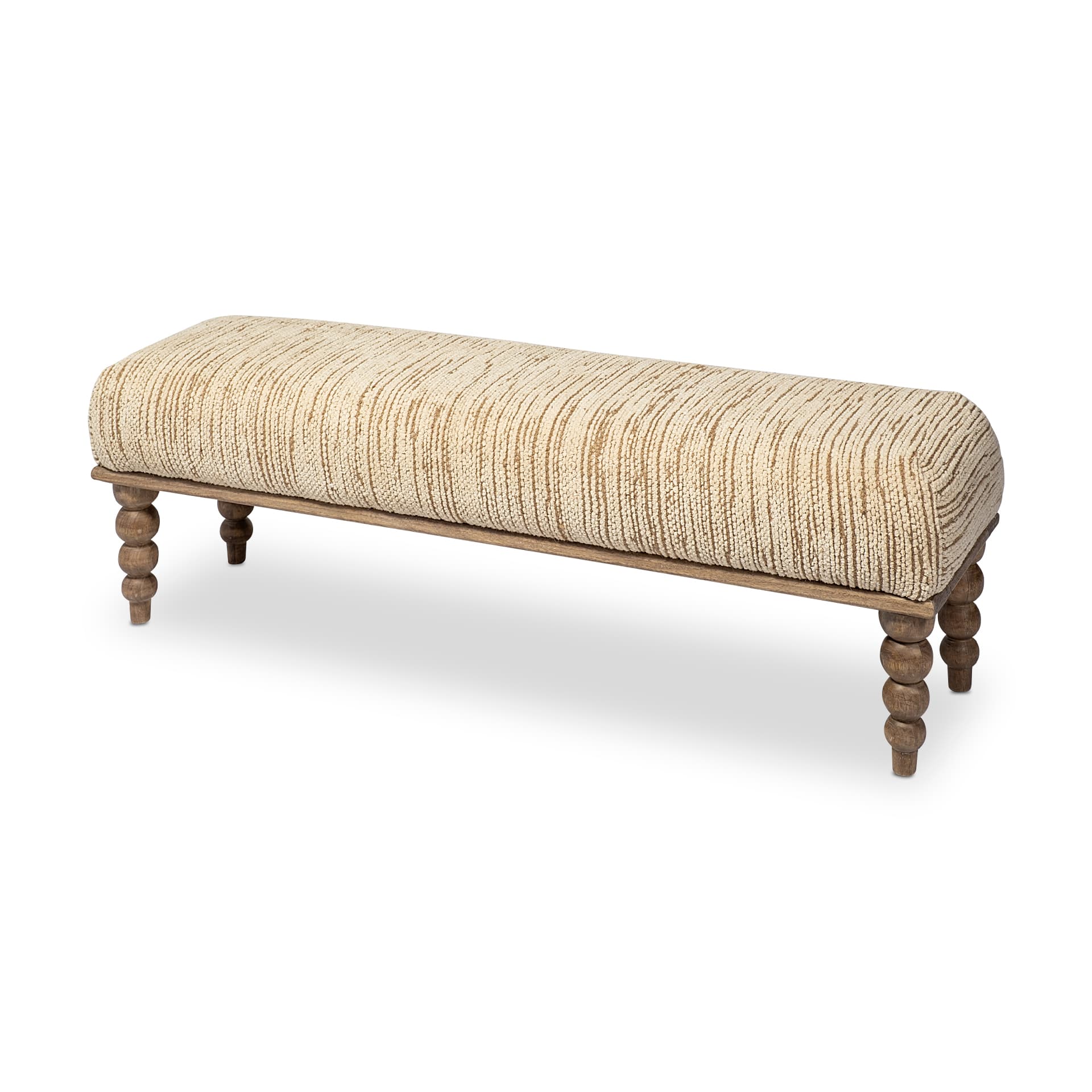 Alder II 55L x 16W Cream Upholstered Seat Wooden Base Accent Bench — product photograph