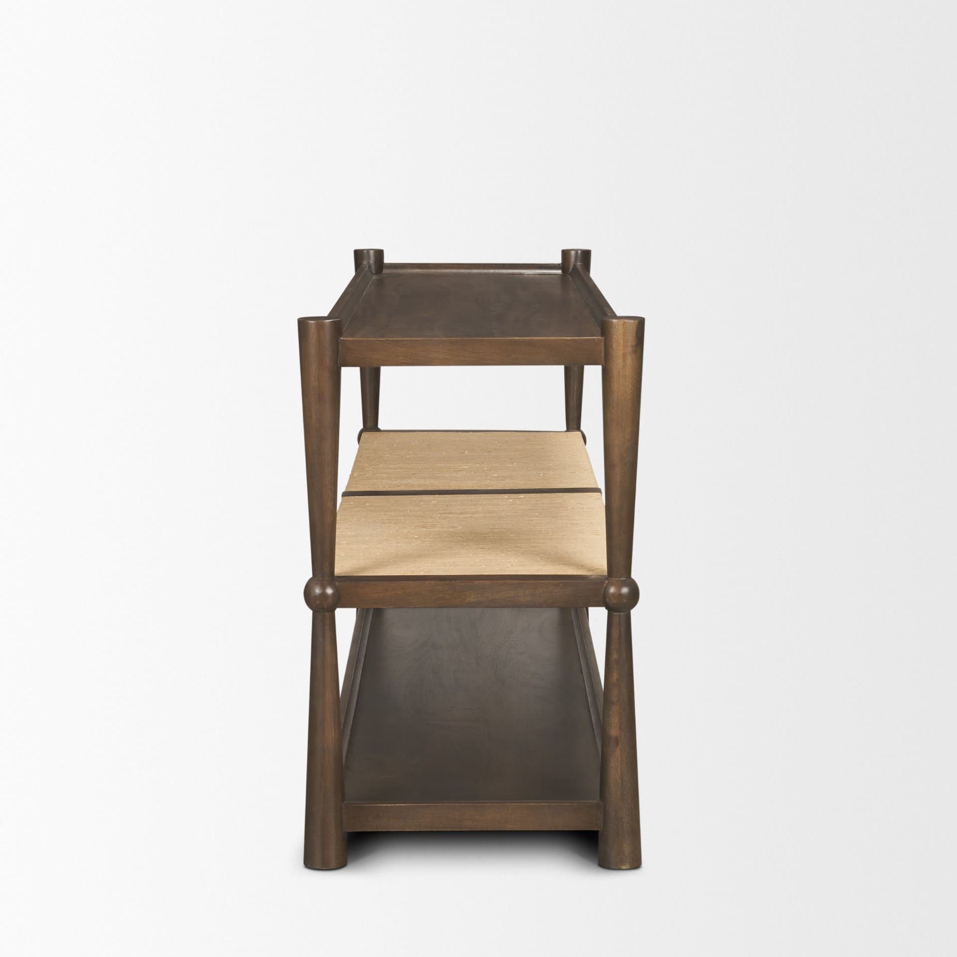 Bondi Dark Brown Wood w/ Paper Rope Shelf Console Table — product photograph