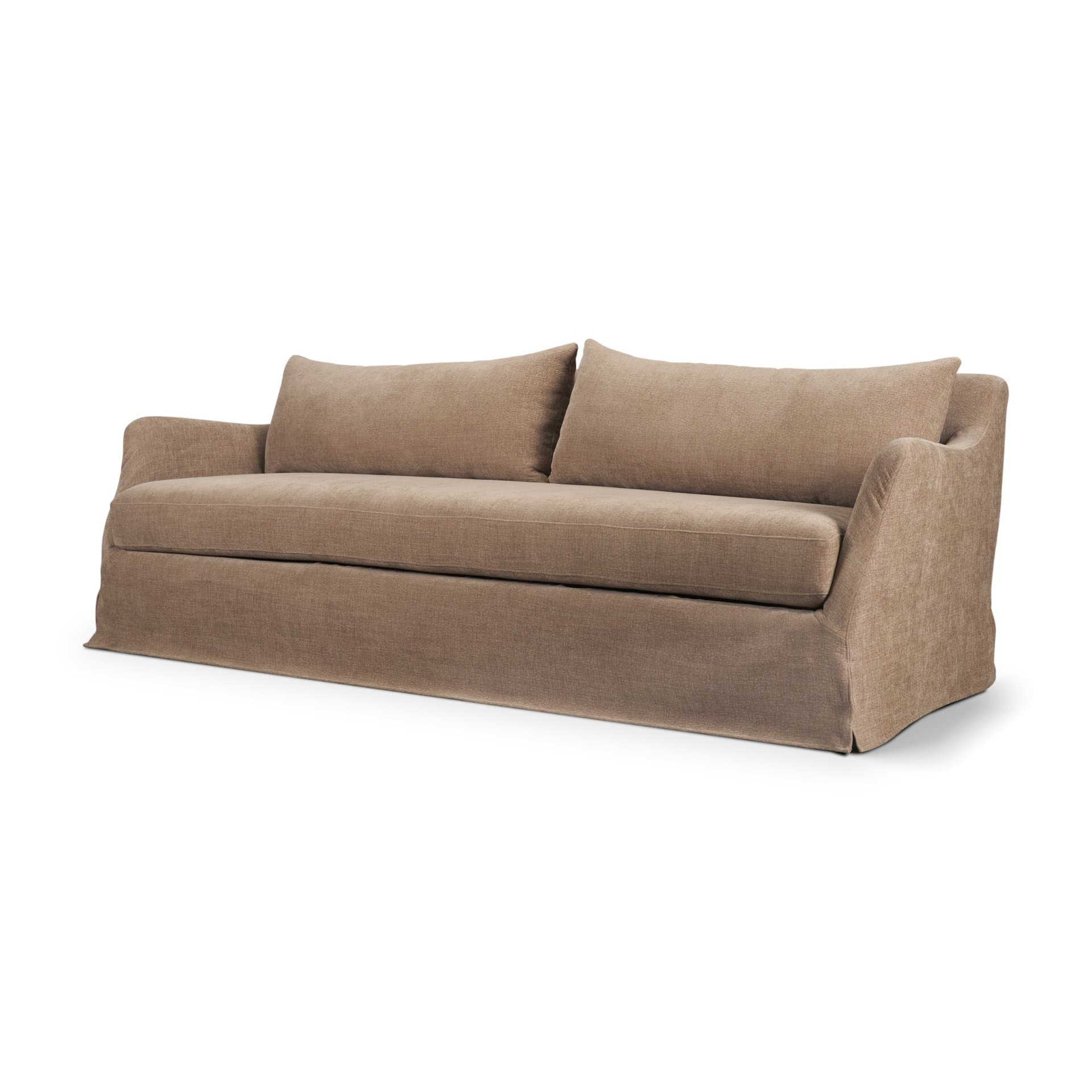 Ellington Slipcovered Slope Arm Sofa | 3 Seater | Stonewashed Latte Fabric — product photograph
