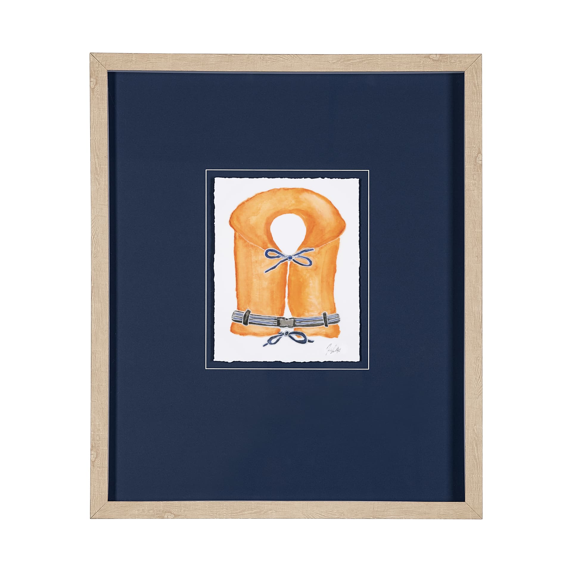 Lifejacket II by Mercana Studio a Hand Embellished Textured Framed Art Print Matted under Glass — product photograph