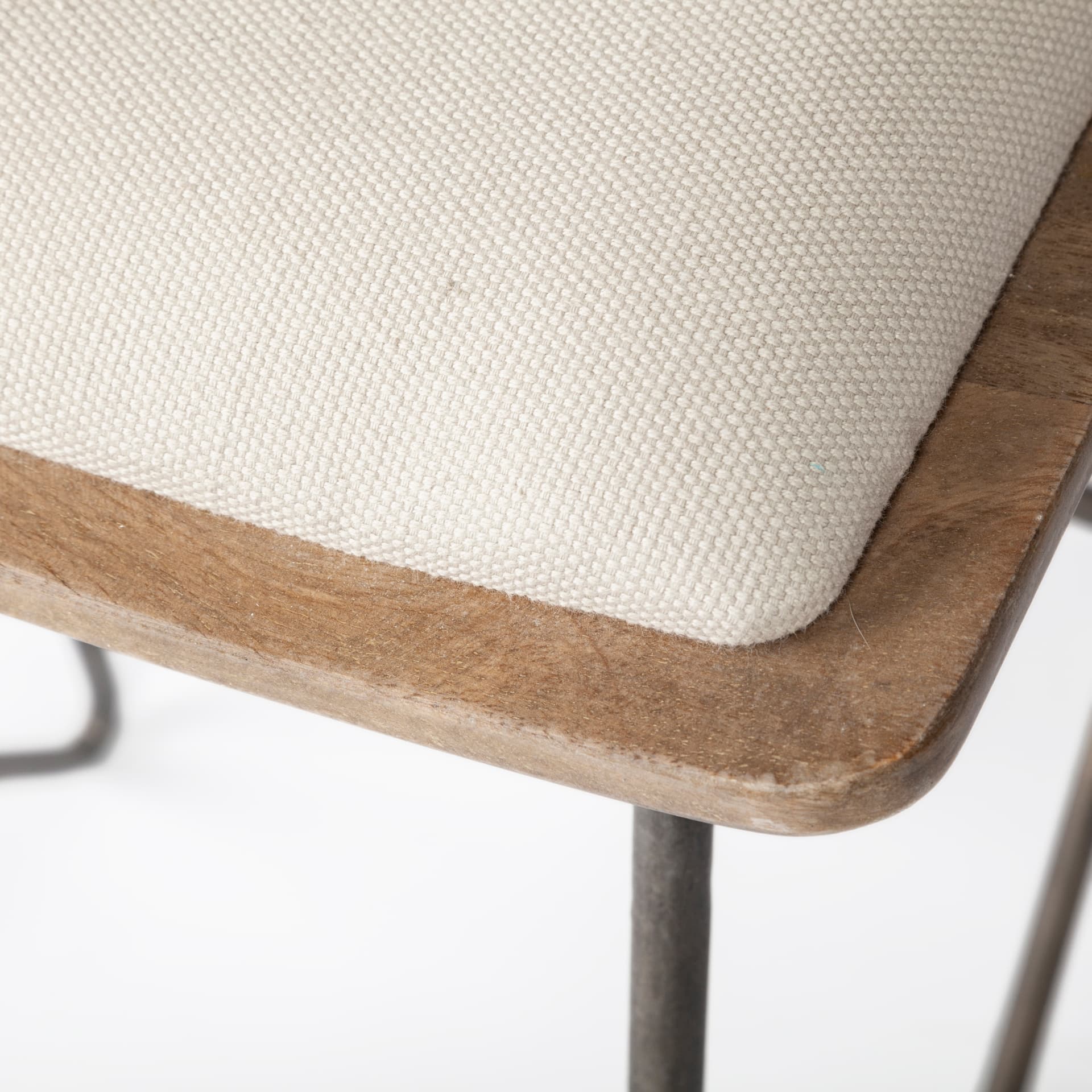 Katniss Backless 30in Seat Bar Stool | Cream Fabric w/ Gold Metal — product photograph
