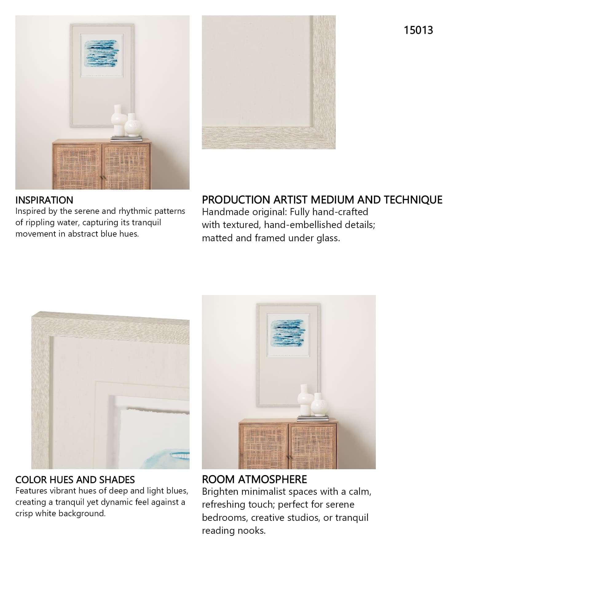 Calm River Blue I by Studio M a handmade Original Framed Artwork under Glass — in a styled room