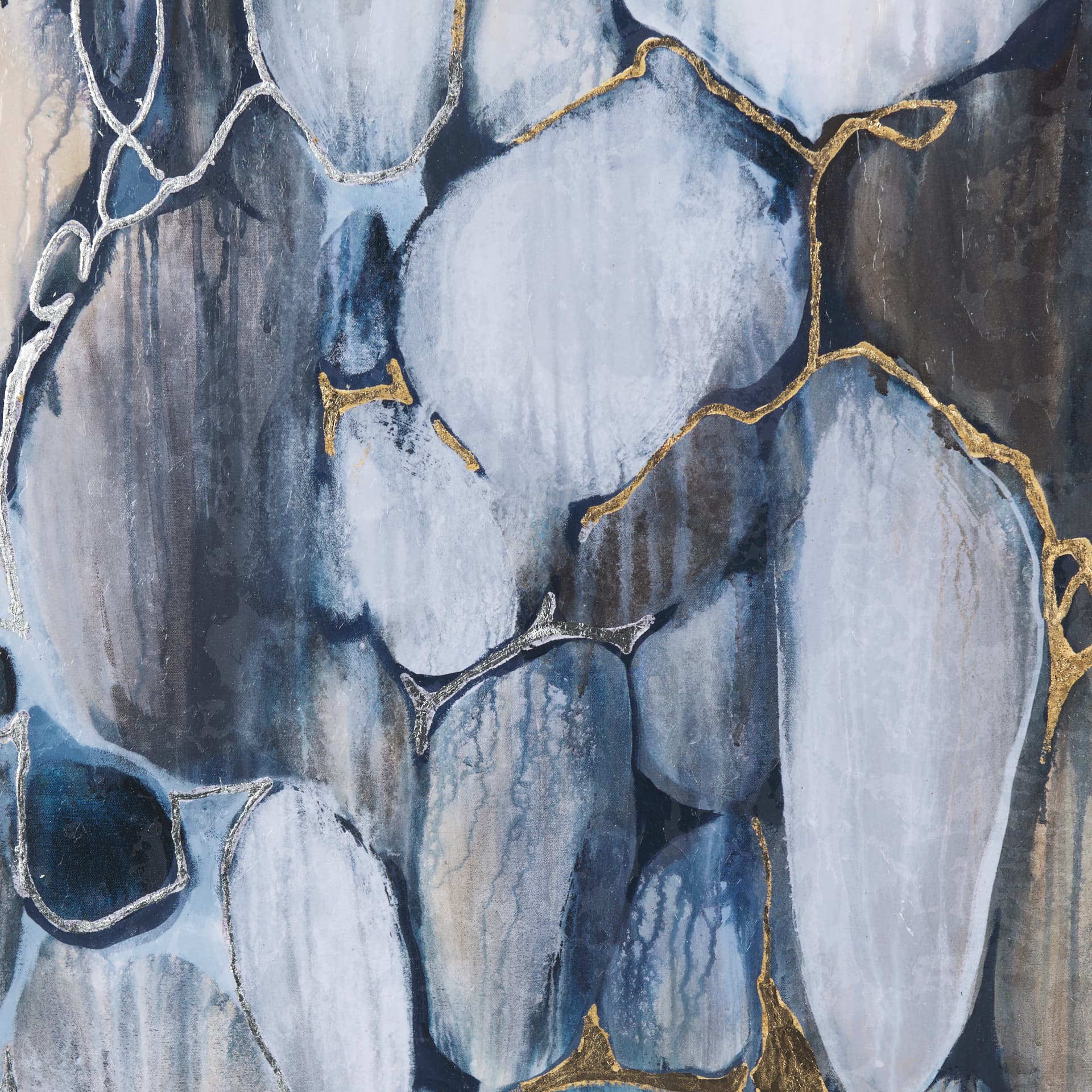 River Rocks by Liz Jardine a Hand Embellished Textured Framed Art Print Matted under Glass — product photograph