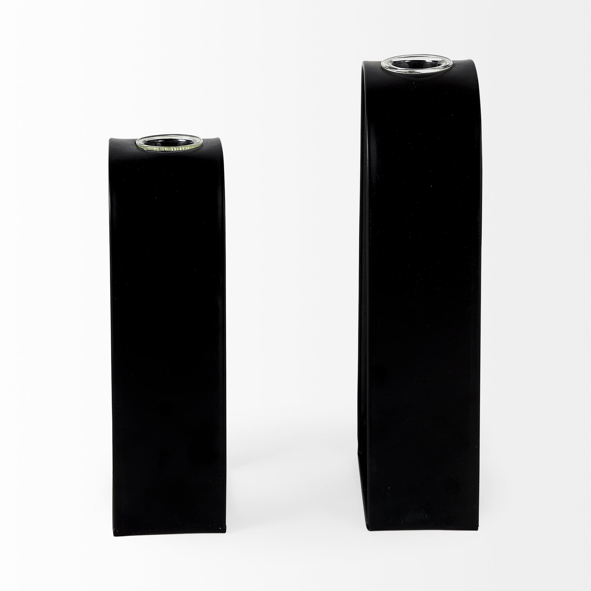 Boyer 5.1L x 3.0W x 12.0H Black Metal W/Glass Set of Two Test Tube Decorative Objects — product photograph