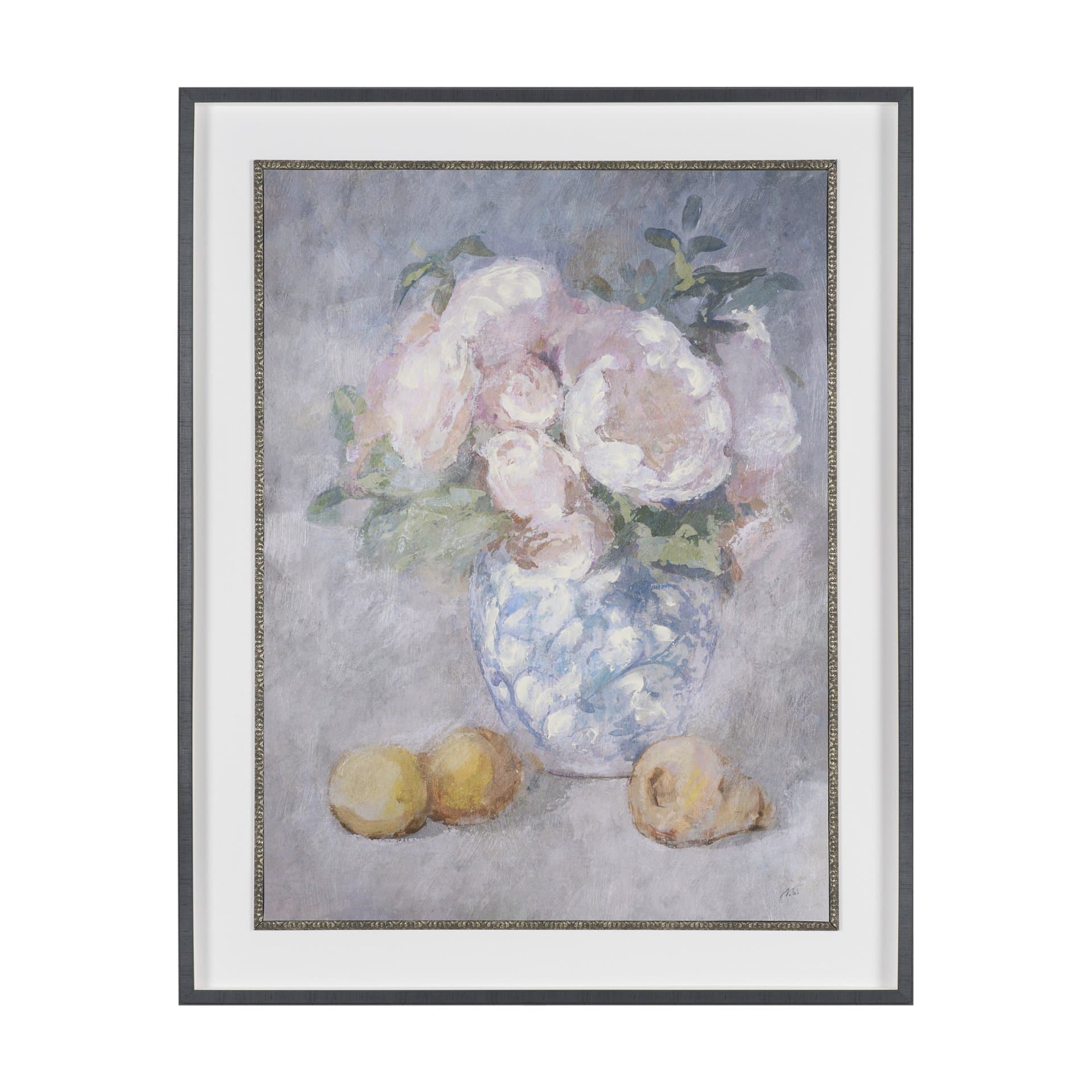 Dynasty Bloom I by Mercana Studio Hand-Embellished Textured Framed Artwork Matted under Glass — product photograph