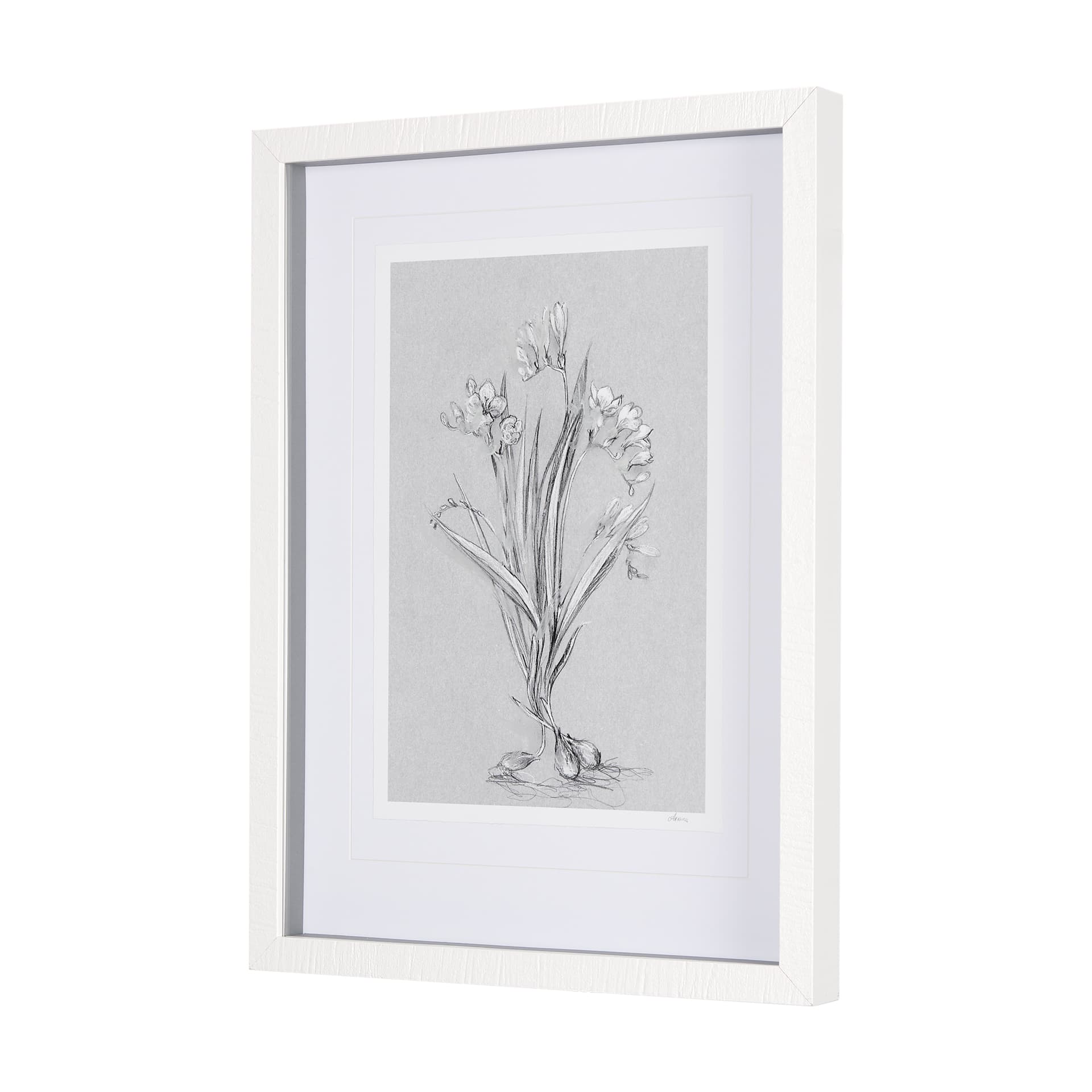 Botanical sketches III (Grey) by Mercana Studio Hand Embellished Framed Art Print Matted under Glass — product photograph