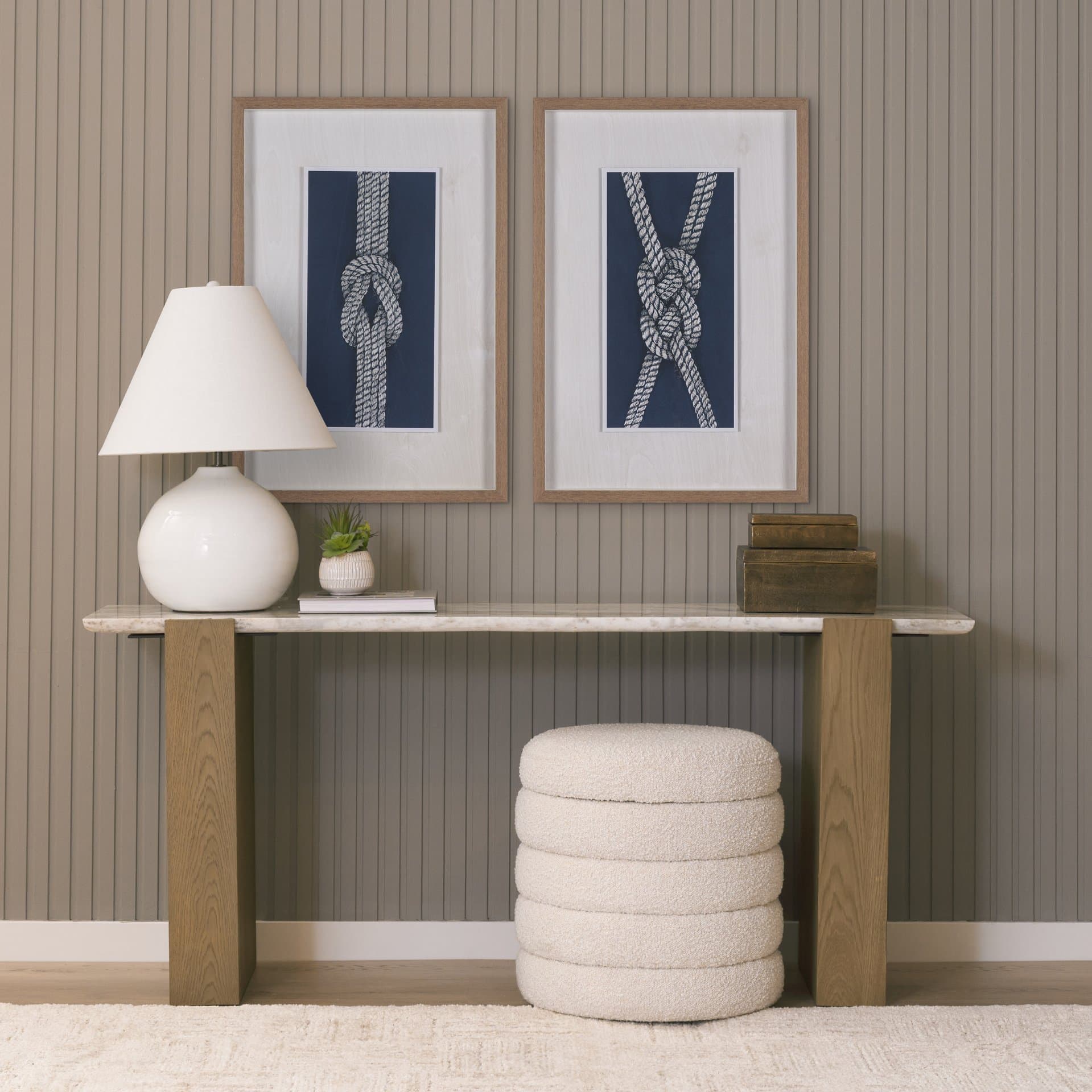 Square Knot by Mercana Studio Hand-Embellished Framed Artwork Matted under Glass — in a styled room