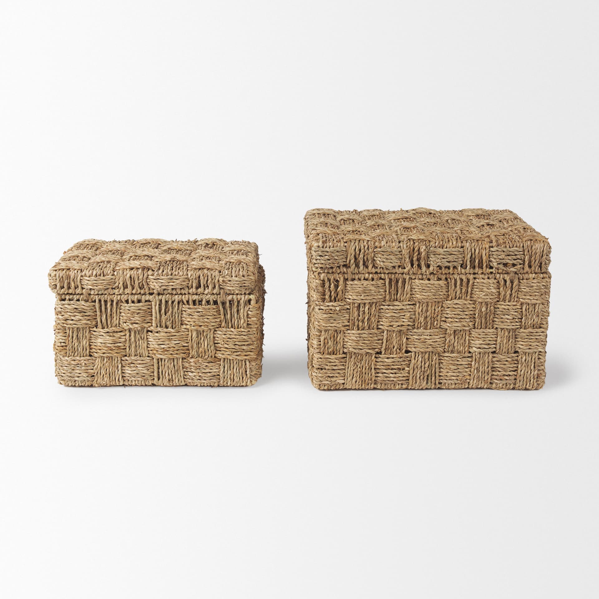 Hanalei Set of 2 Seagrass Boxes with Lids — product photograph