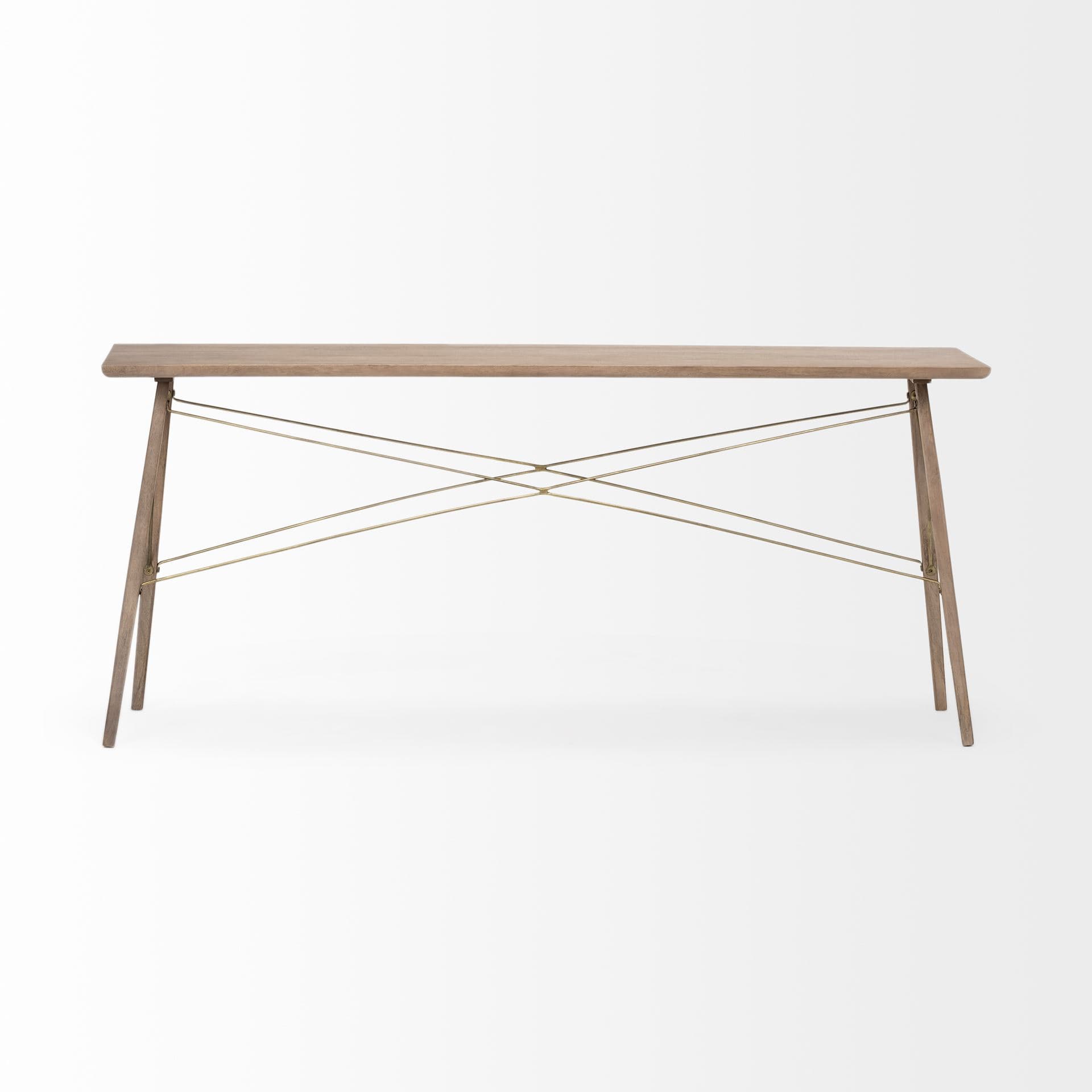 Kirby I 66L x 16W Brown Wooden Cross Braced Console Table — product photograph