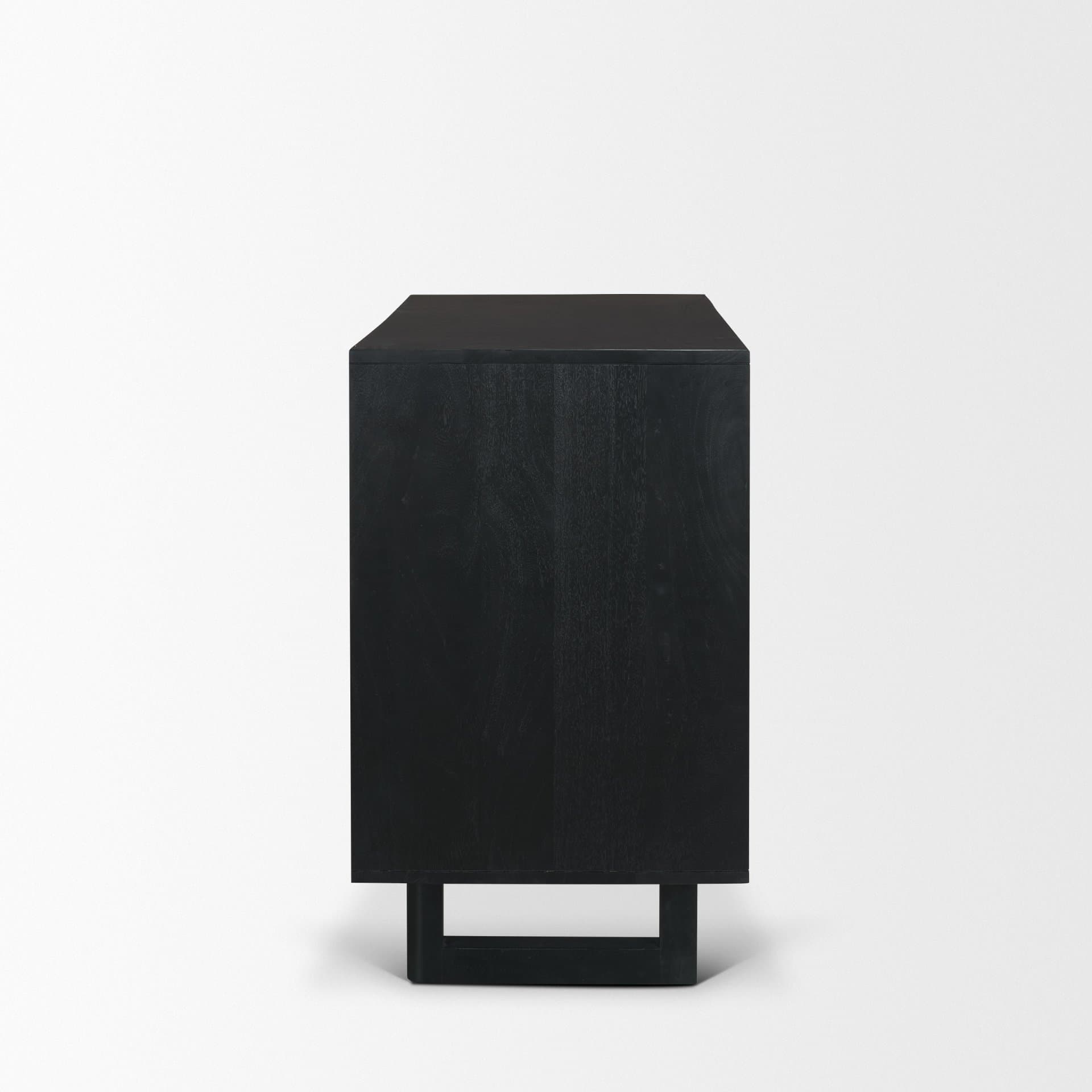 Grier Matte Black Stained Wood w/ Black Cane Accent Cabinet — product photograph