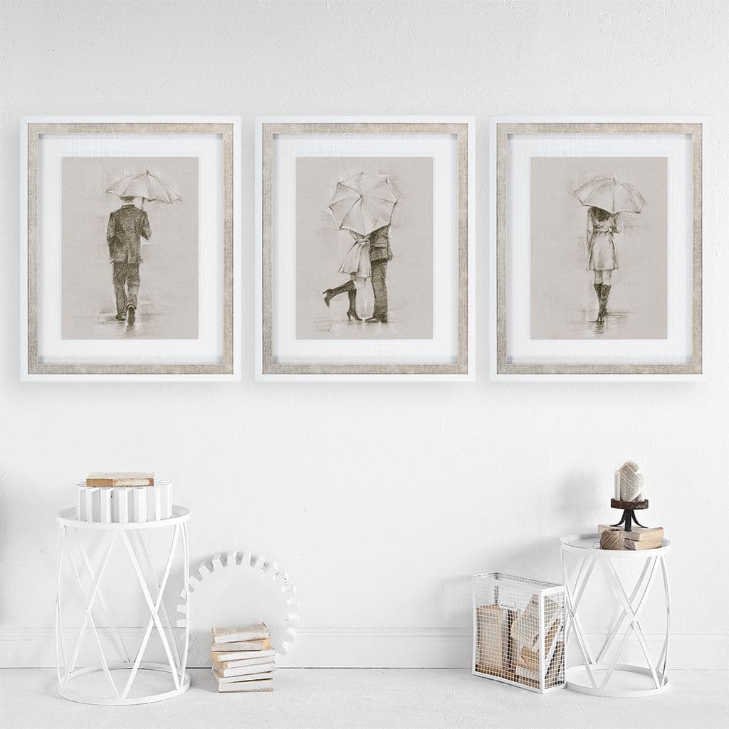 Rainy Day Rendezvous by Mercana Studio Hand Embelished Textured Framed Art Print Matted under Glass — product photograph