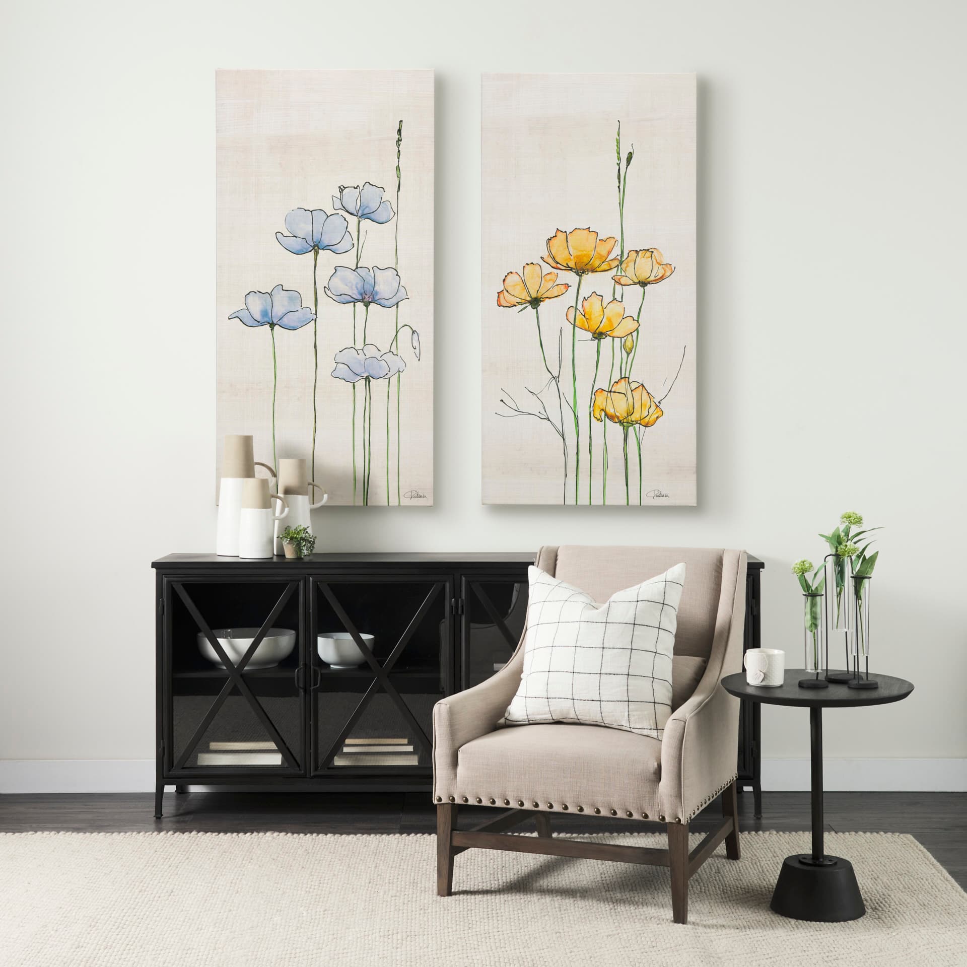 Meadow flowers III by Mercana Studio a Hand Embellished Textured Canvas — in a styled room