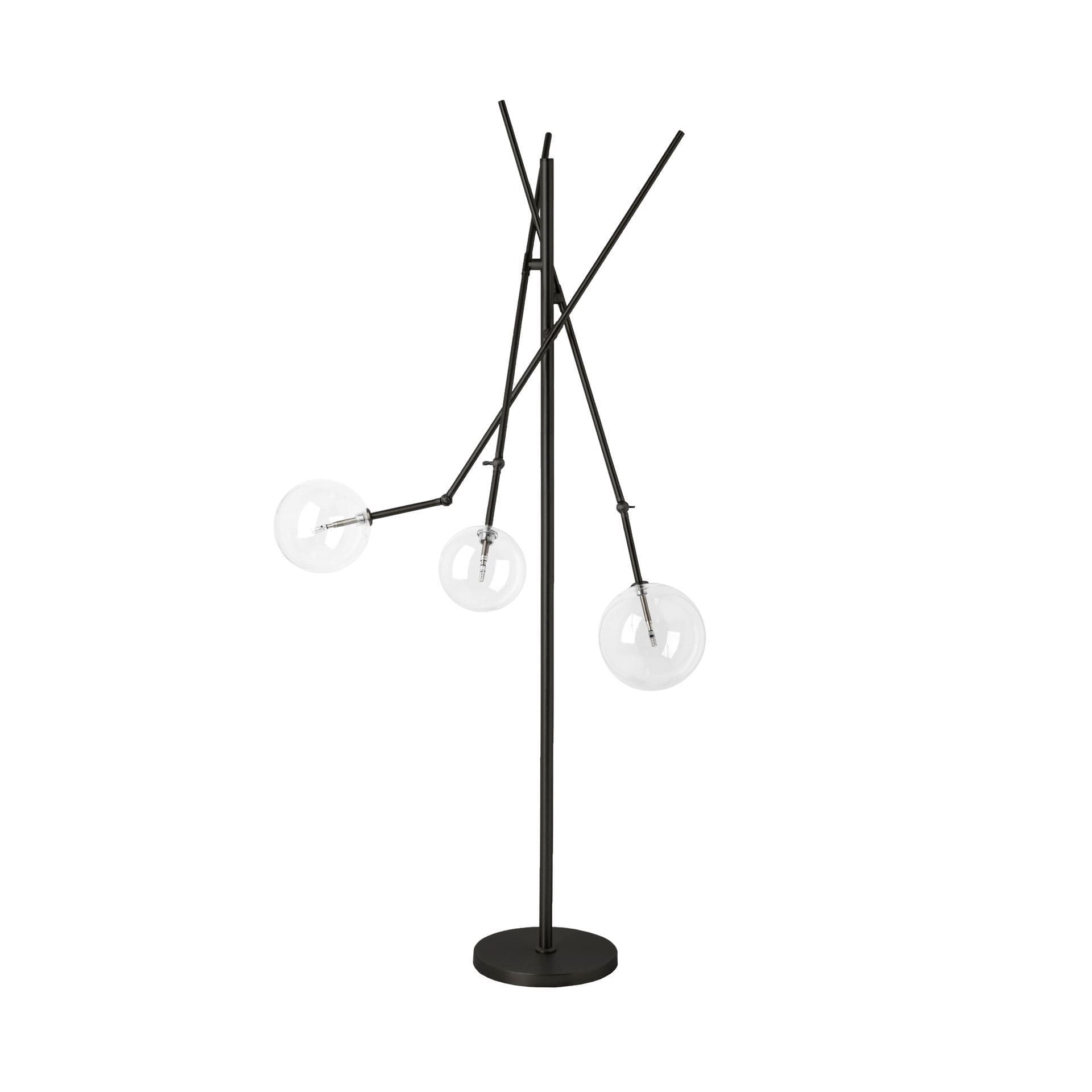 Connor II 84" Black Metal Glass Globe Three Light Floor Lamp — product photograph