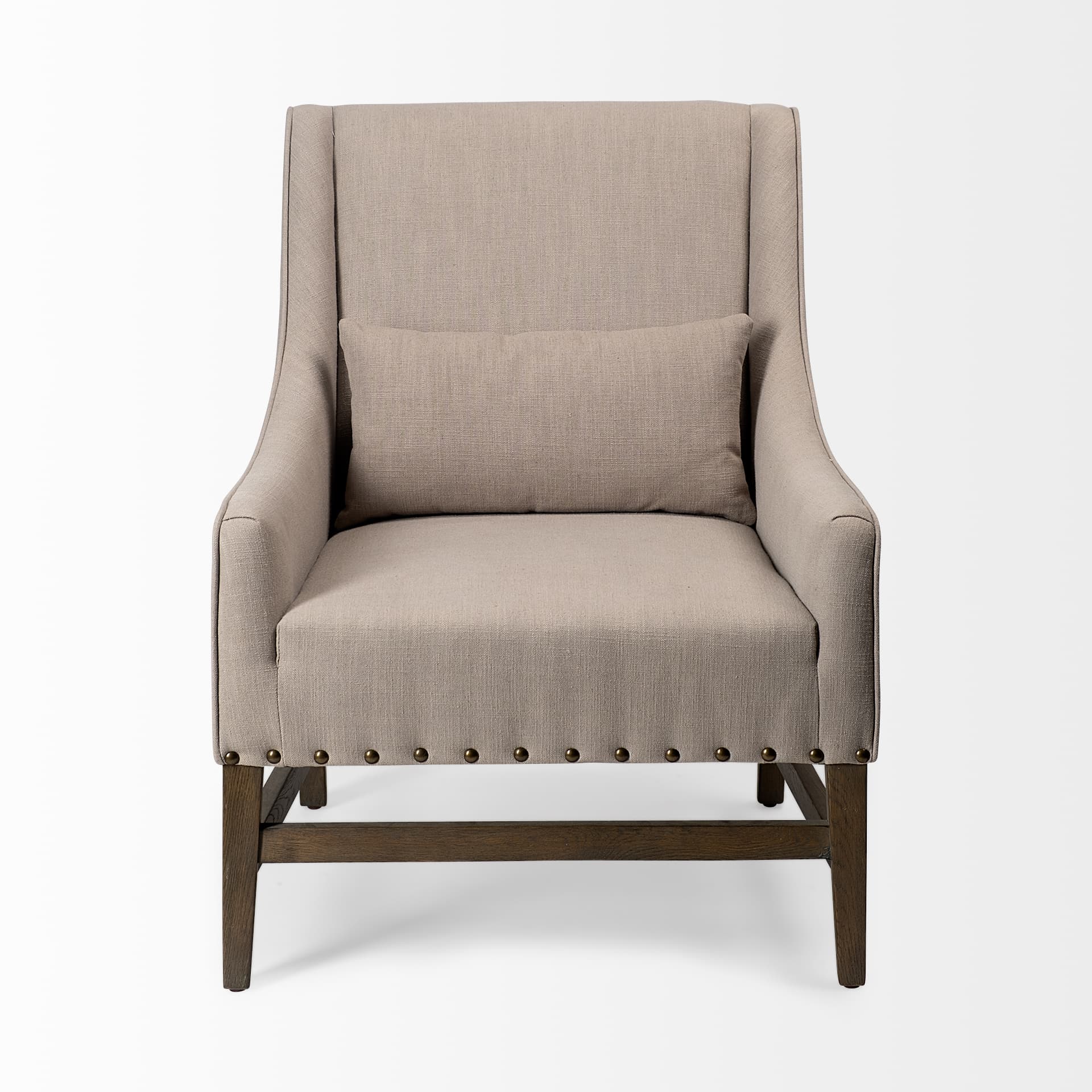 Kensington Beige Linen Fabric and Wood Accent Chair — product photograph