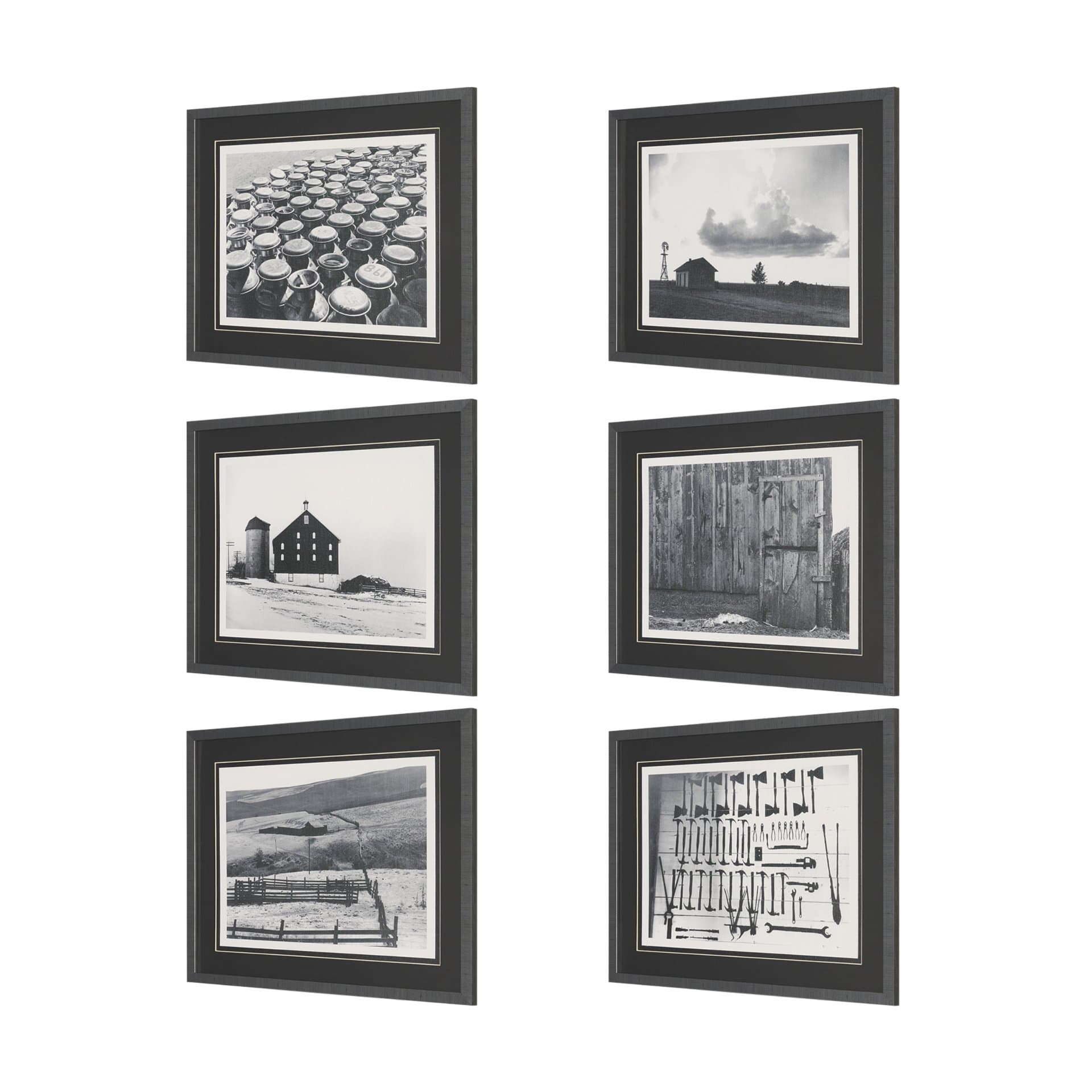 Rural Rows (Set of 6) by The Chelsea Collection Textured Framed Art Print Matted under Glass — product photograph