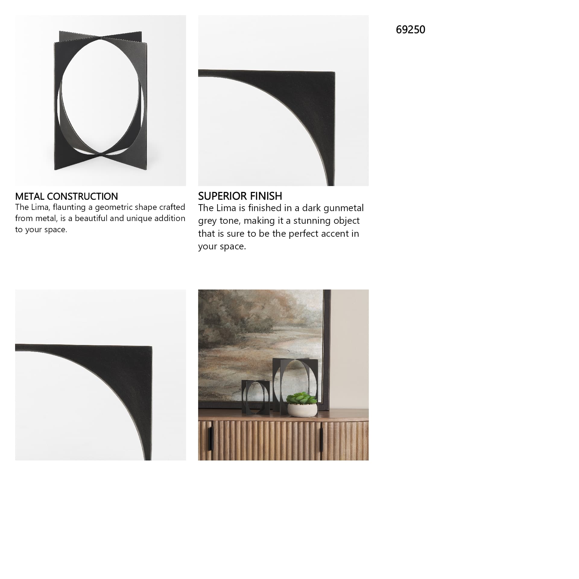 Lima Gunmetal Iron Large Decorative Object — in a styled room