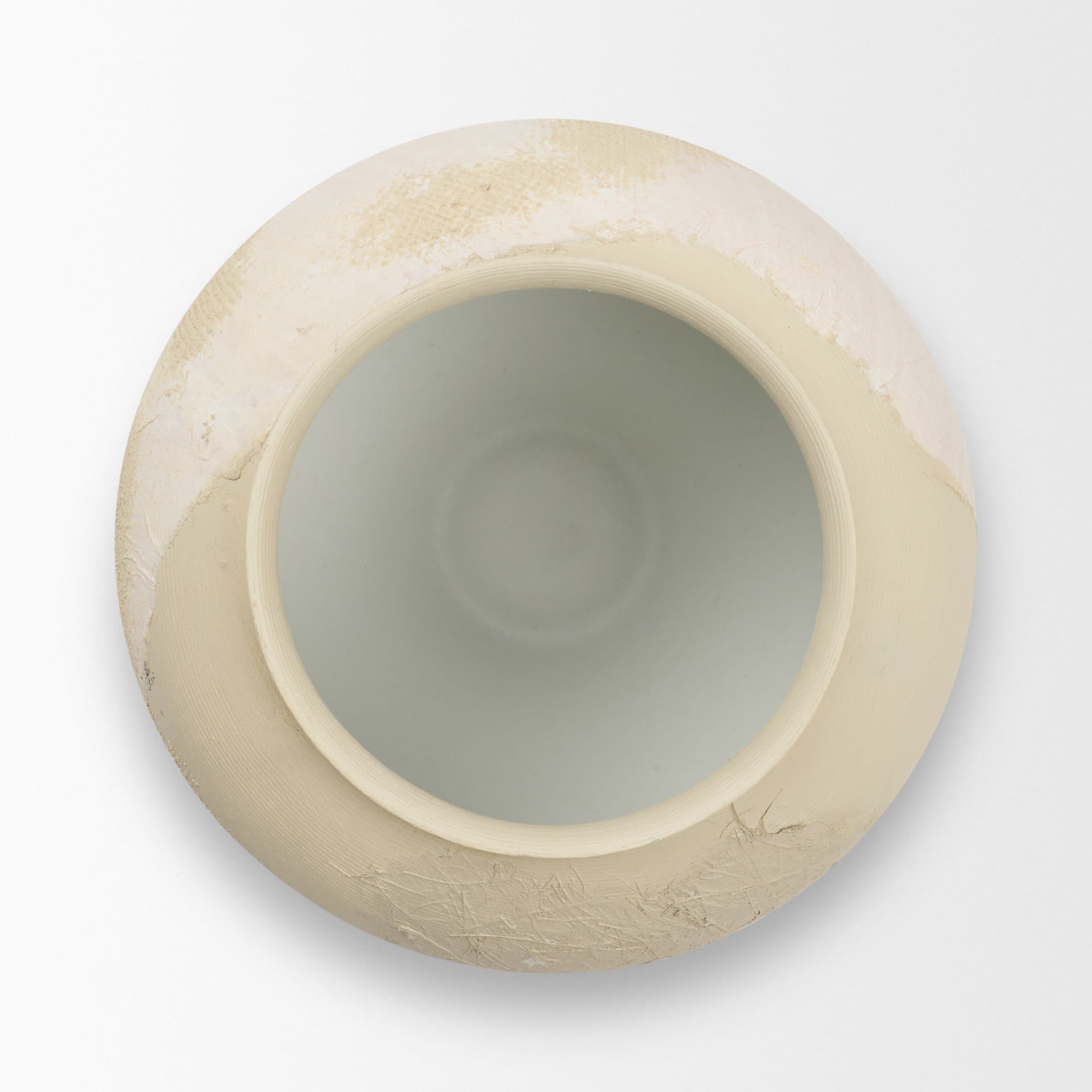 Velo Cream w/White Hand-Painted Terracotta Decorative Vase — product photograph