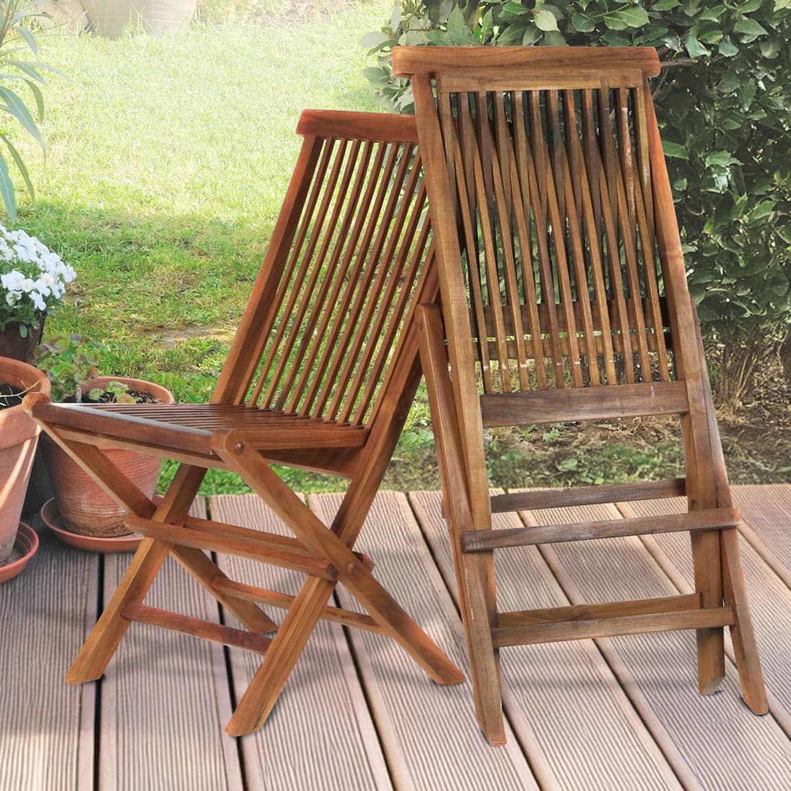 Folding Chair Set with Green Cushions TF22-2-G — product photograph