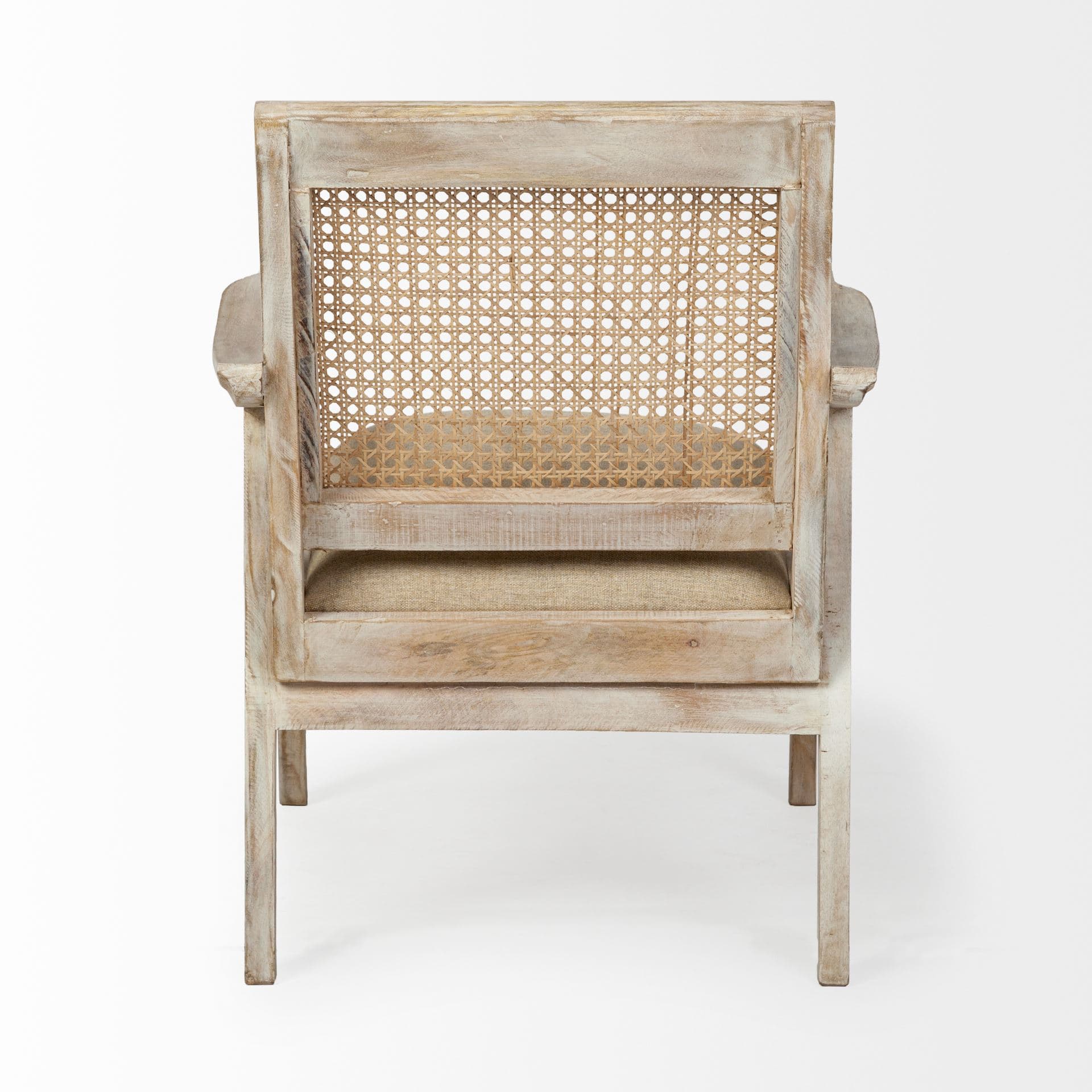 Teryn Cream Linen Seat And Natural Wooden Base w/ Mesh Back Accent Chair — product photograph
