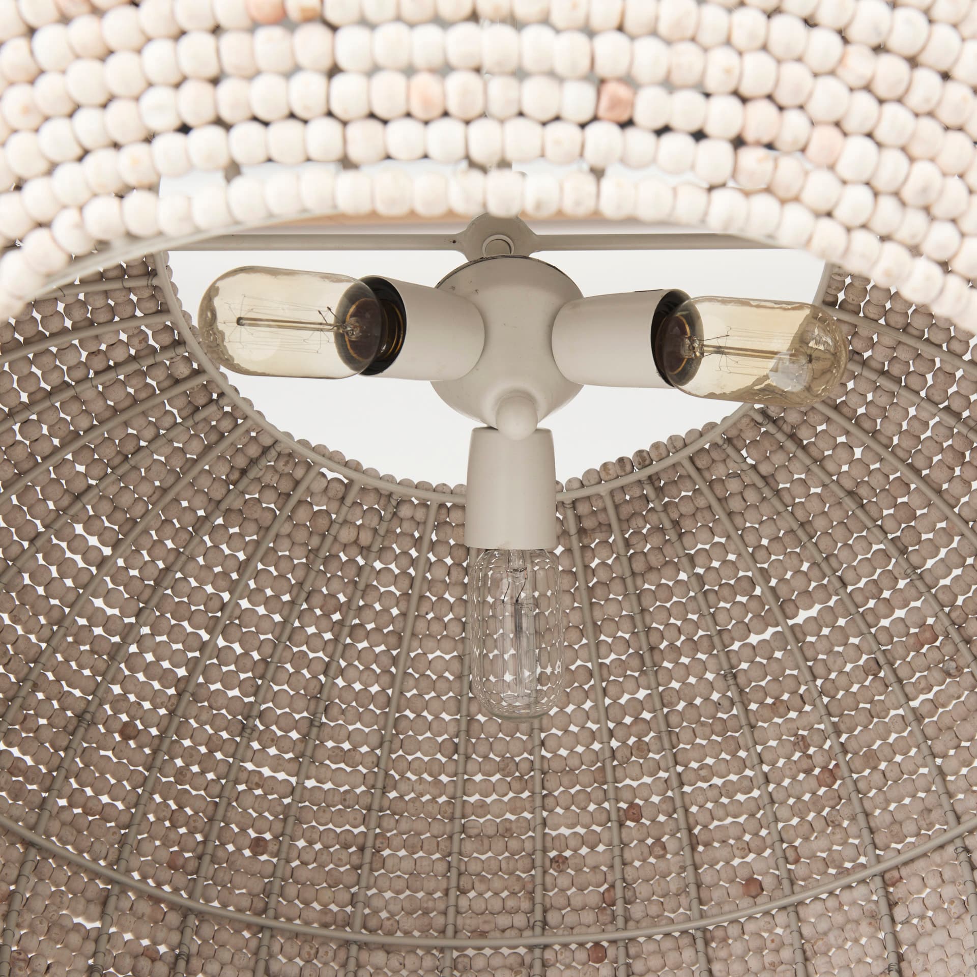 Theta 30.0 L x 30.0 W x 15.0 H White-Washed Beaded Chandelier — product photograph