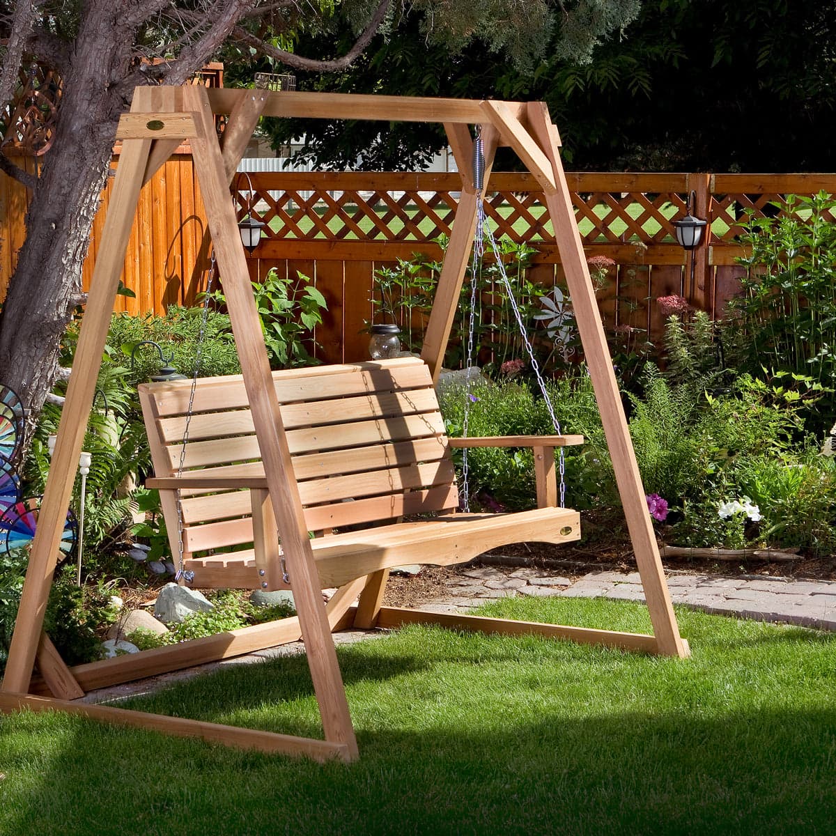 4-ft Cedar Porch Swing with Comfort Springs PS48-SW10 — product photograph