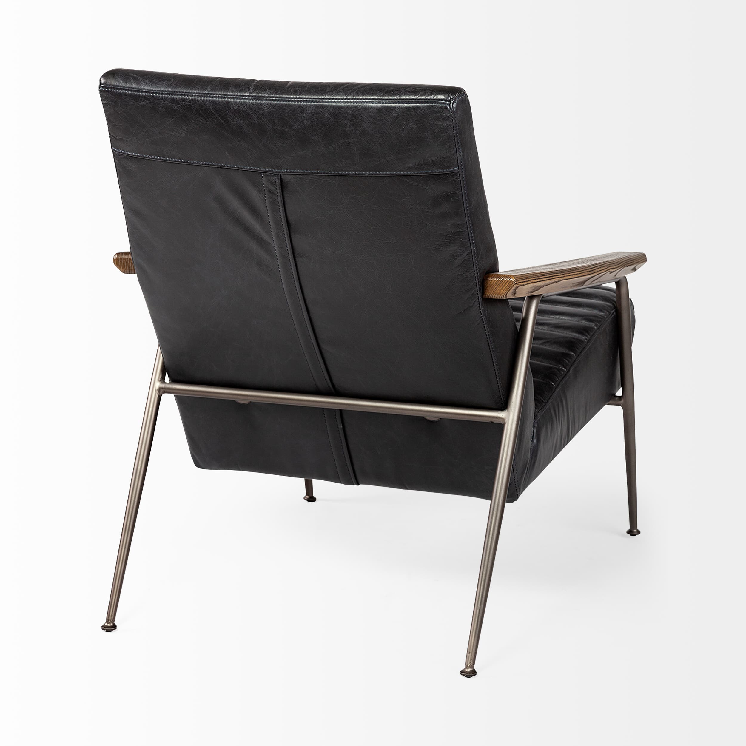 Grosjean Black Leather Wrap Metal Frame Accent Chair — product photograph