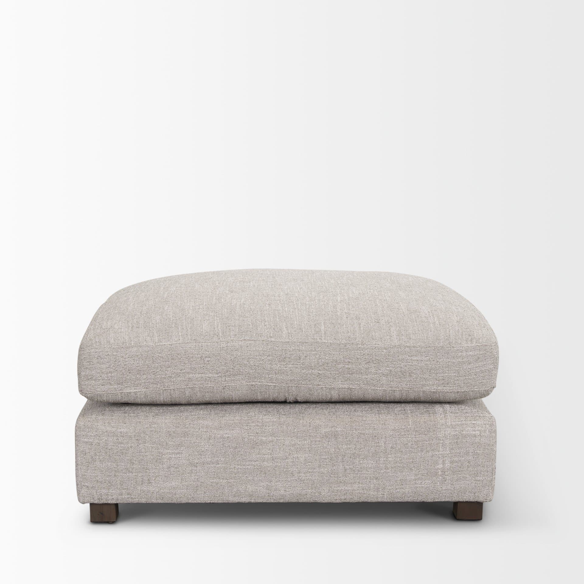 Halston Large Ottoman Light Gray Performance Fabric — product photograph